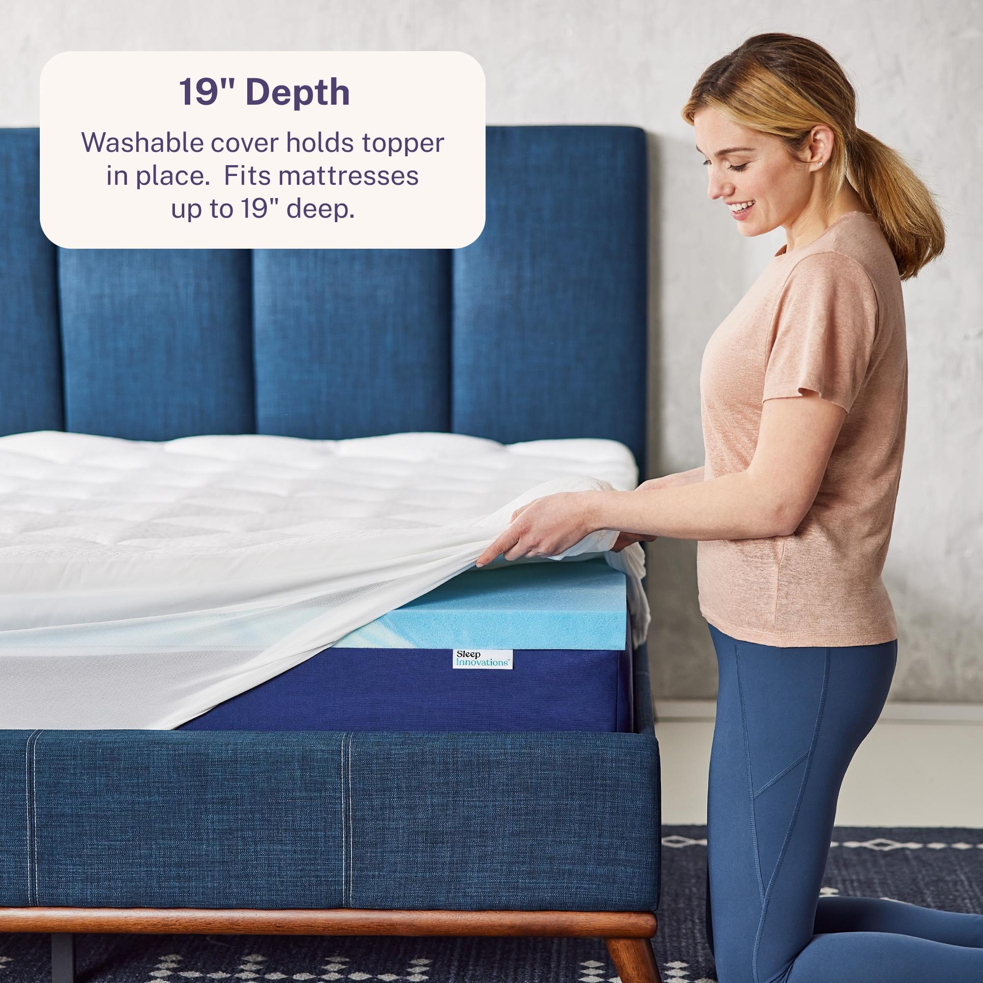 Sleep Innovations Memory Foam Mattress Topper, Twin, Gel Dual Layer Support, 4 inch
