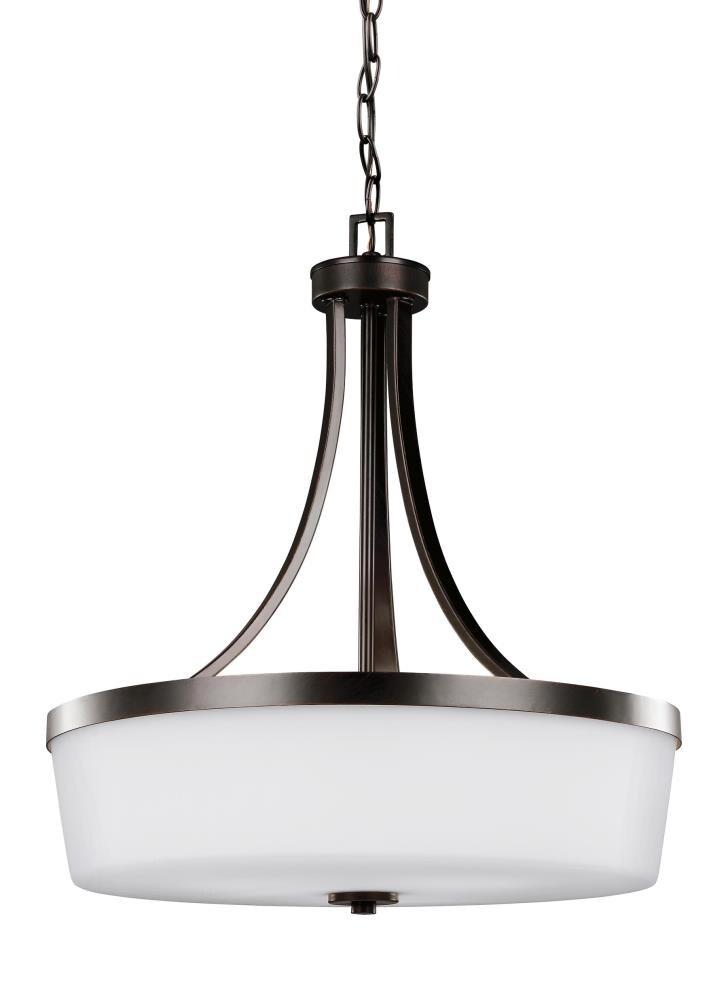 Hettinger Transitional 3-Light Bronze Pendant with Etched Glass
