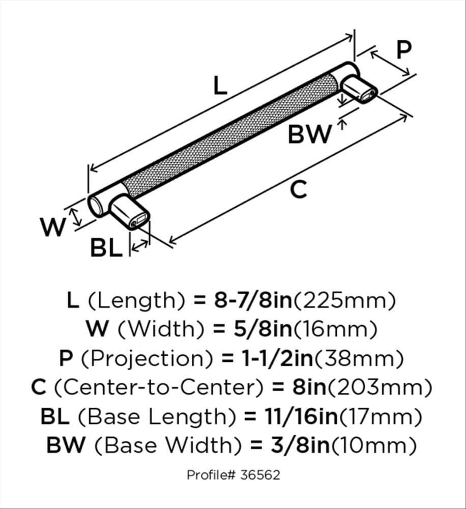 Amerock Esquire 8 inch (203mm) Center-to-Center Polished Nickel/Stainless Steel Cabinet Pull