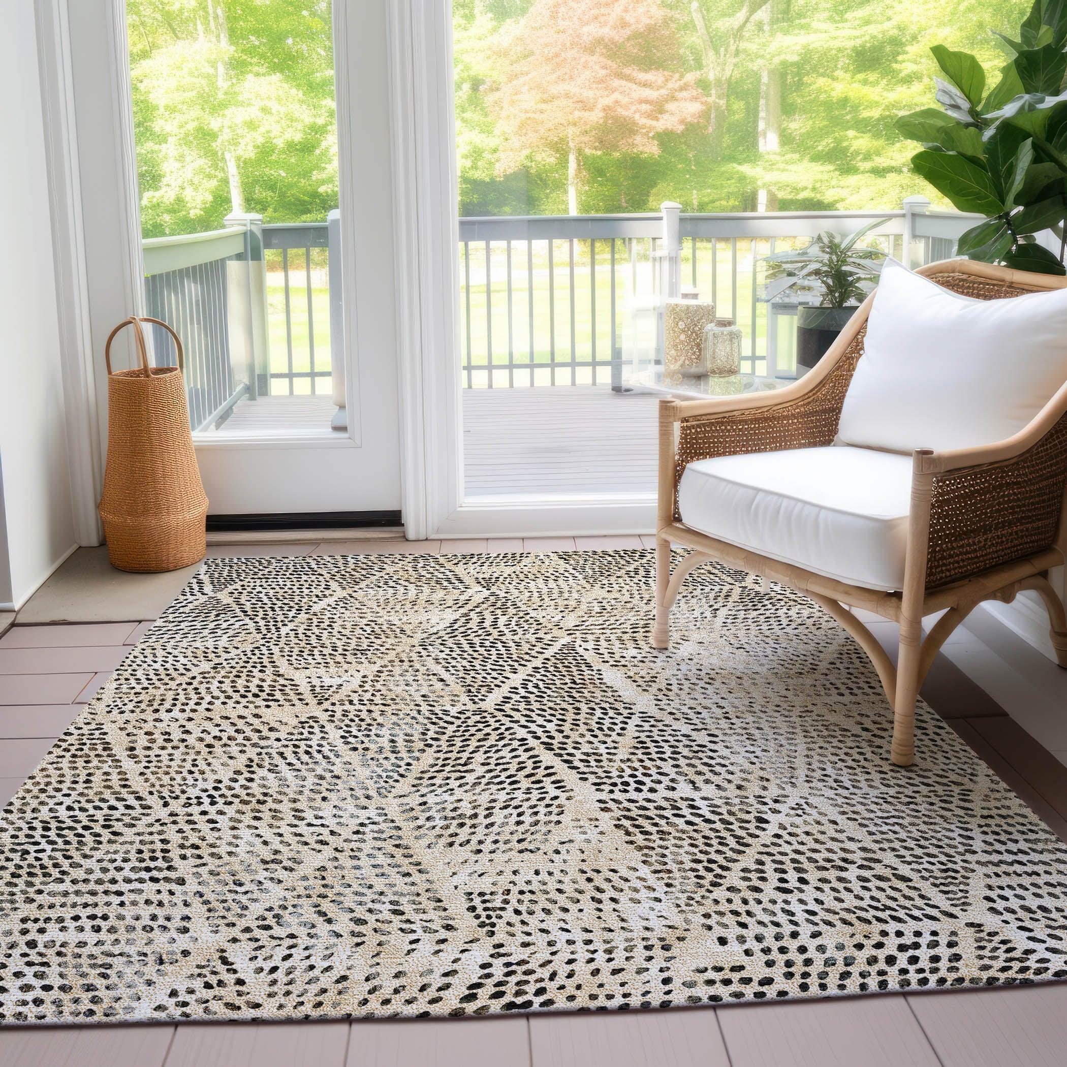 Addison Rugs Chantille Indoor/Outdoor Transitional Diamond Beige Washable Rectangle Rug, 10' x 14'