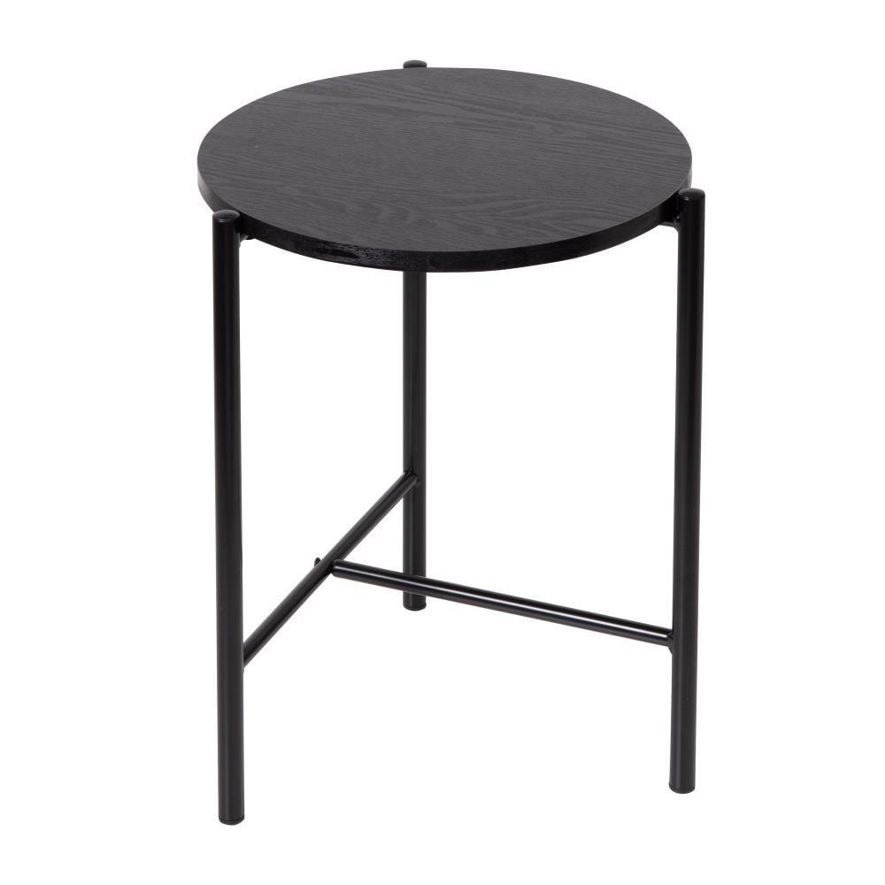 Honey-Can-Do Round Side Table with T-Pattern Base, Black