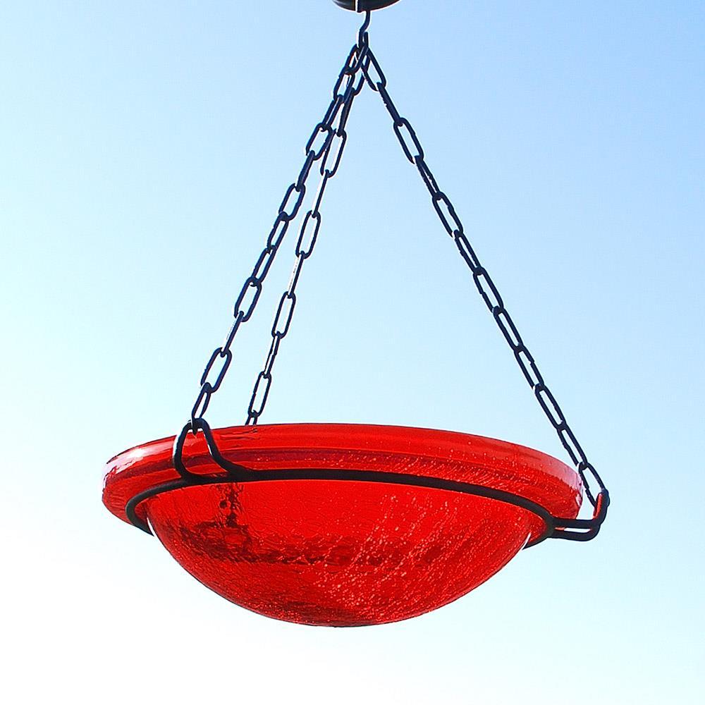 3" Reflective Crackle Glass Birdbath Bowl Red - Achla Designs