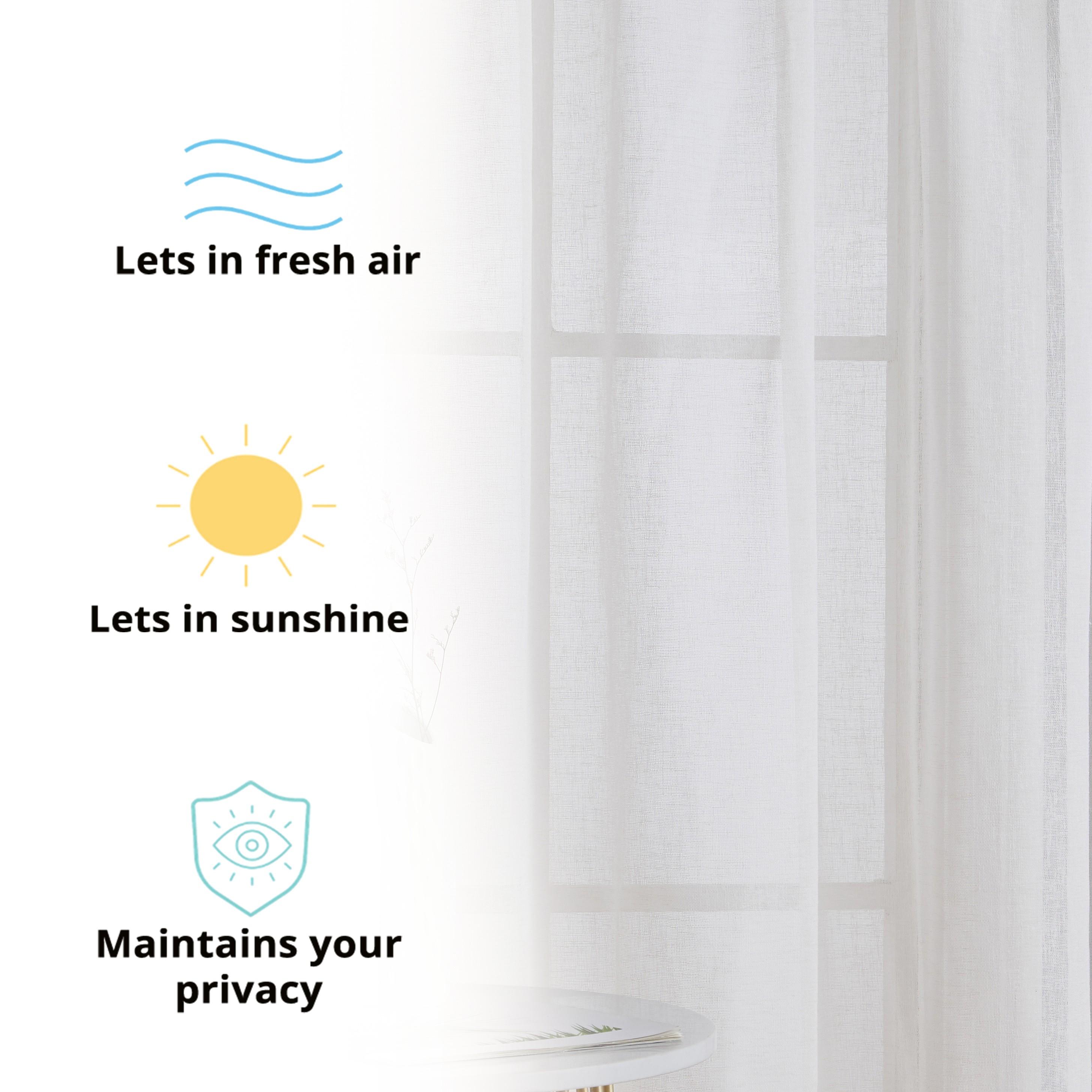 HLC.ME Penelope Faux Linen Textured Privacy Sheer Light Filtering Rod Pocket Curtains Panels, Set of 2 - Ivory, 54 W x 96 L