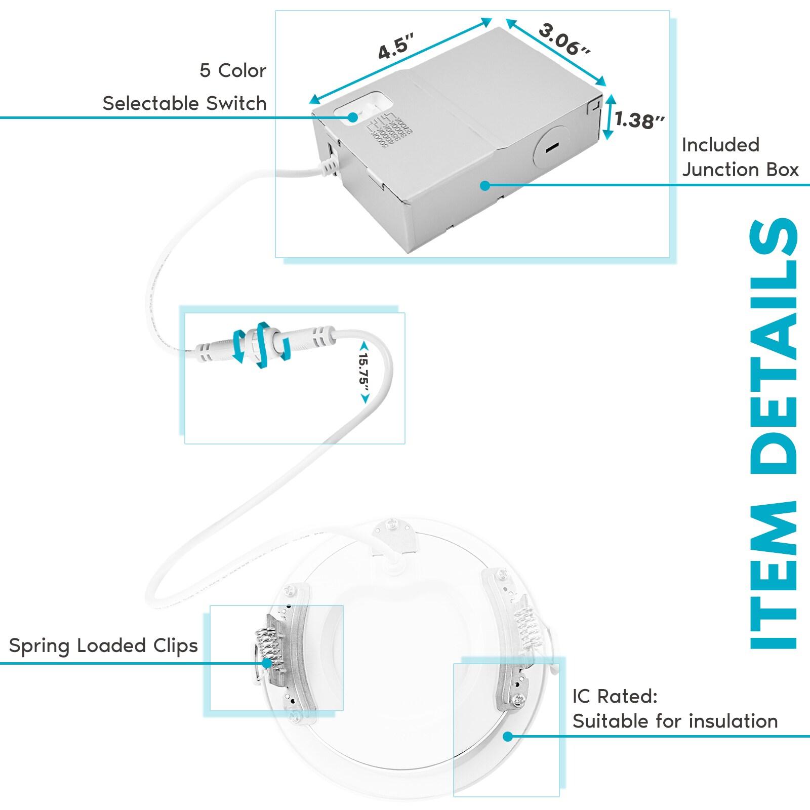 3'' Selectable Color Temperature Dimmable Air-Tight IC Rated LED Canless Recessed Lighting Kit