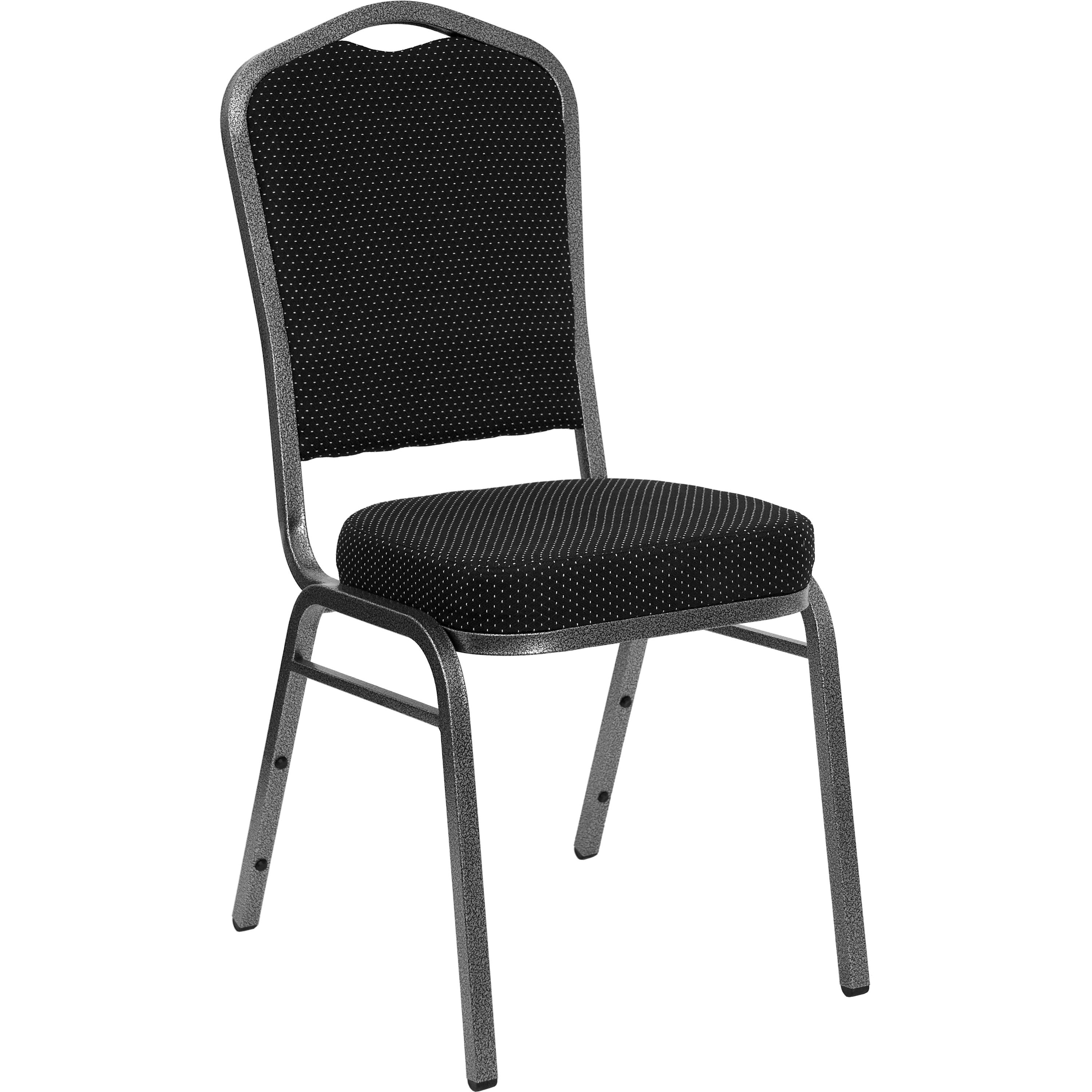 Black Diamond Fabric and Silver Vein Steel Stacking Banquet Chair