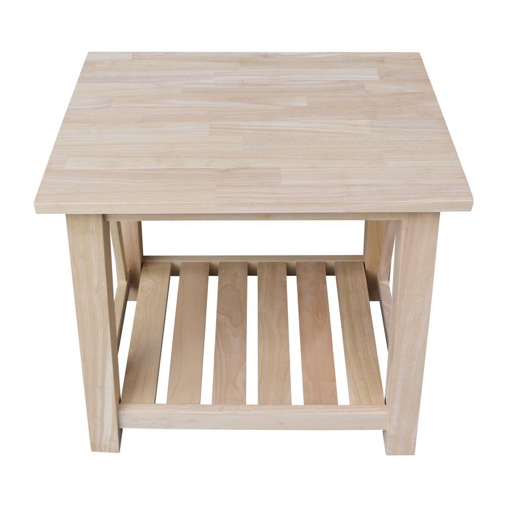 Surrey Solid Wood End Table with Shelf - Unfinished