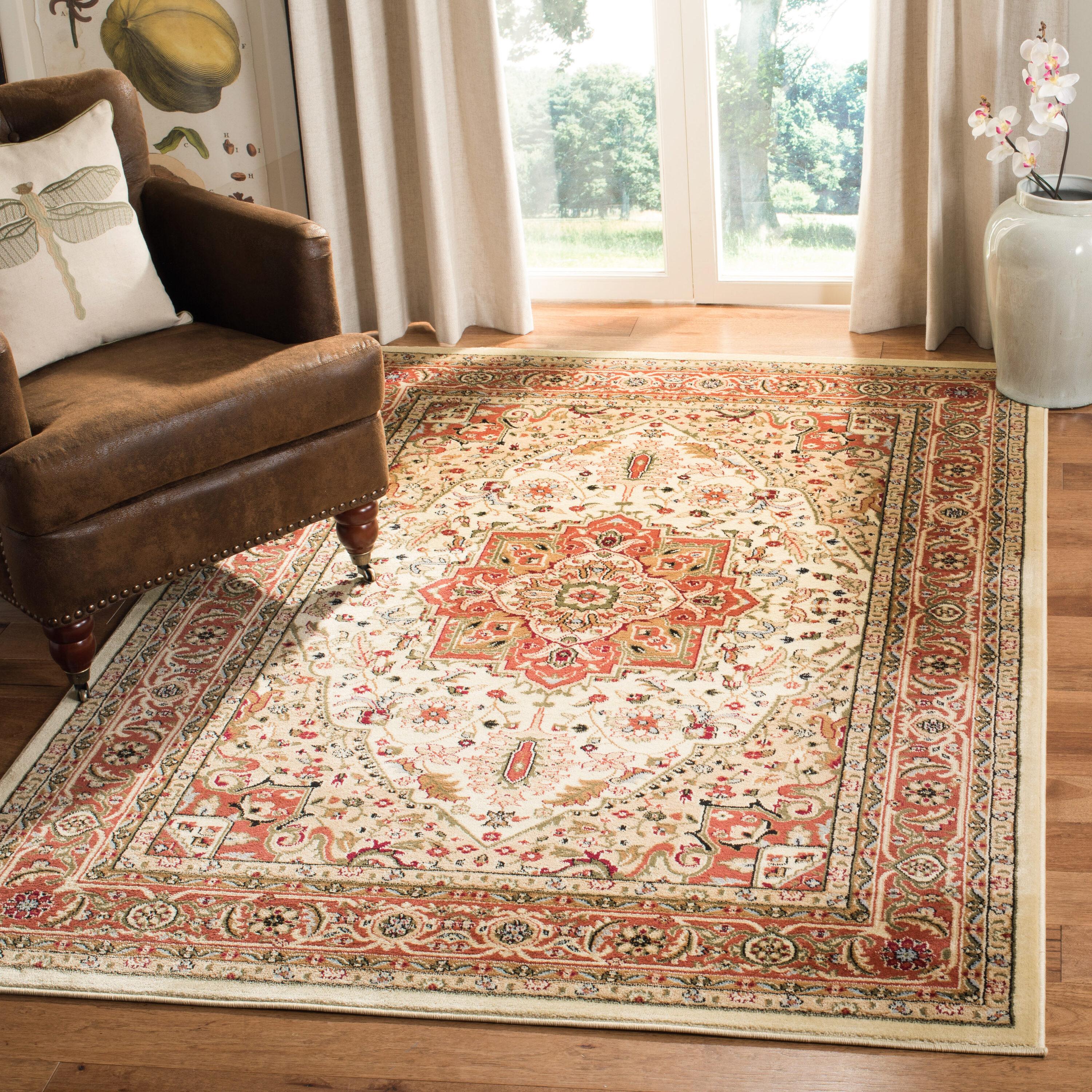 Lyndhurst LNH330 Power Loomed Accent Rug - Ivory/Rust - 3'3"x5'3" - Safavieh.