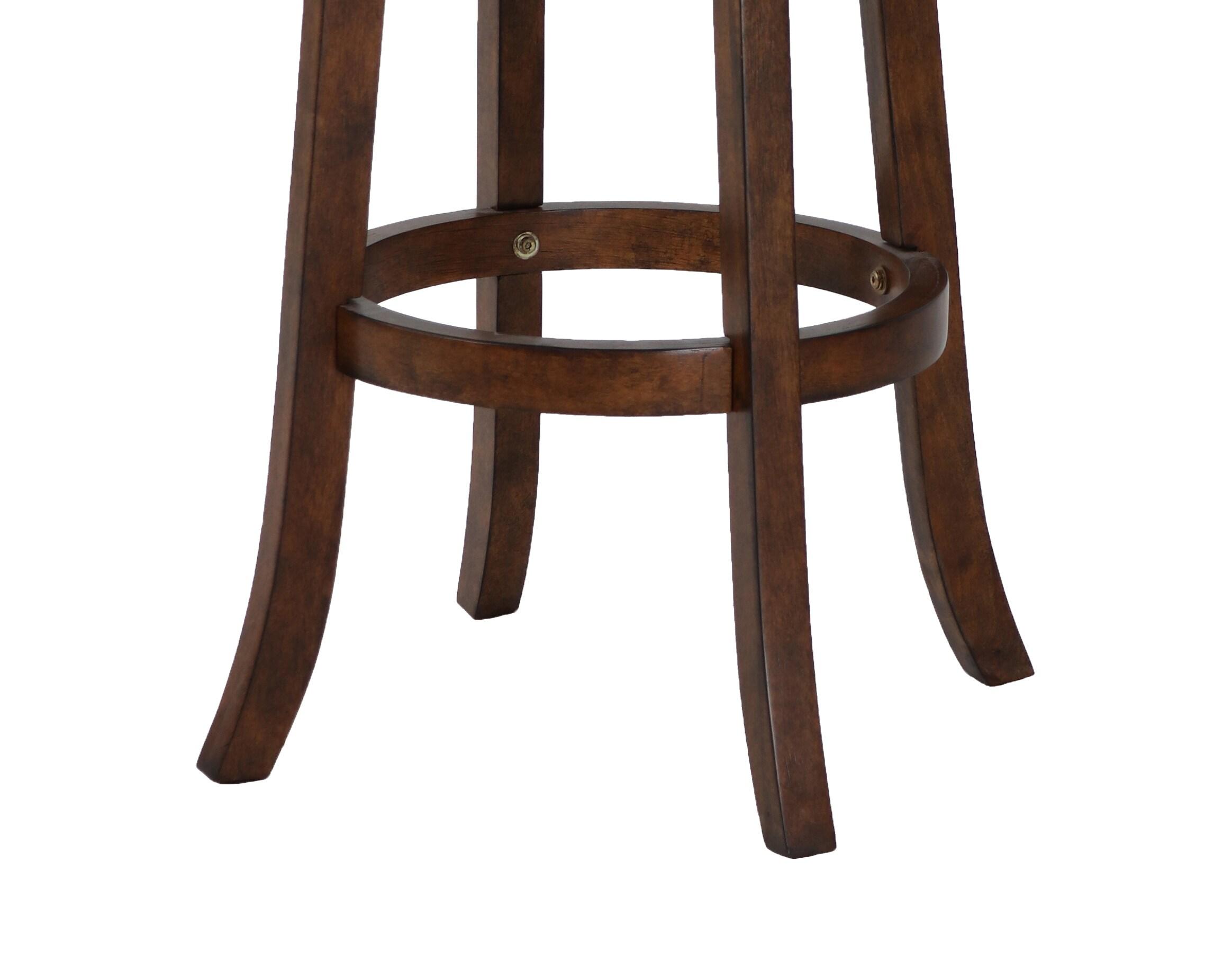 New Classic Furniture, Bristol Wood Swivel Bar Stool with PU Seat in Dark Brown, Brown