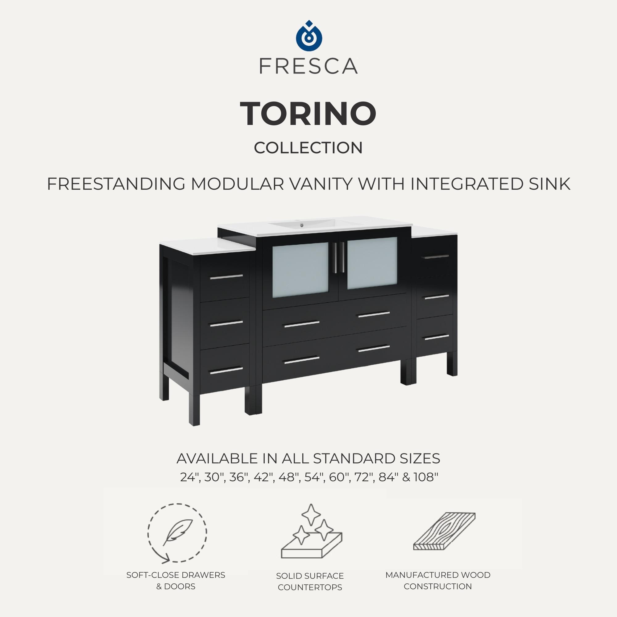 Torino 36'' Single Bathroom Vanity with Ceramic Top with Mirror
