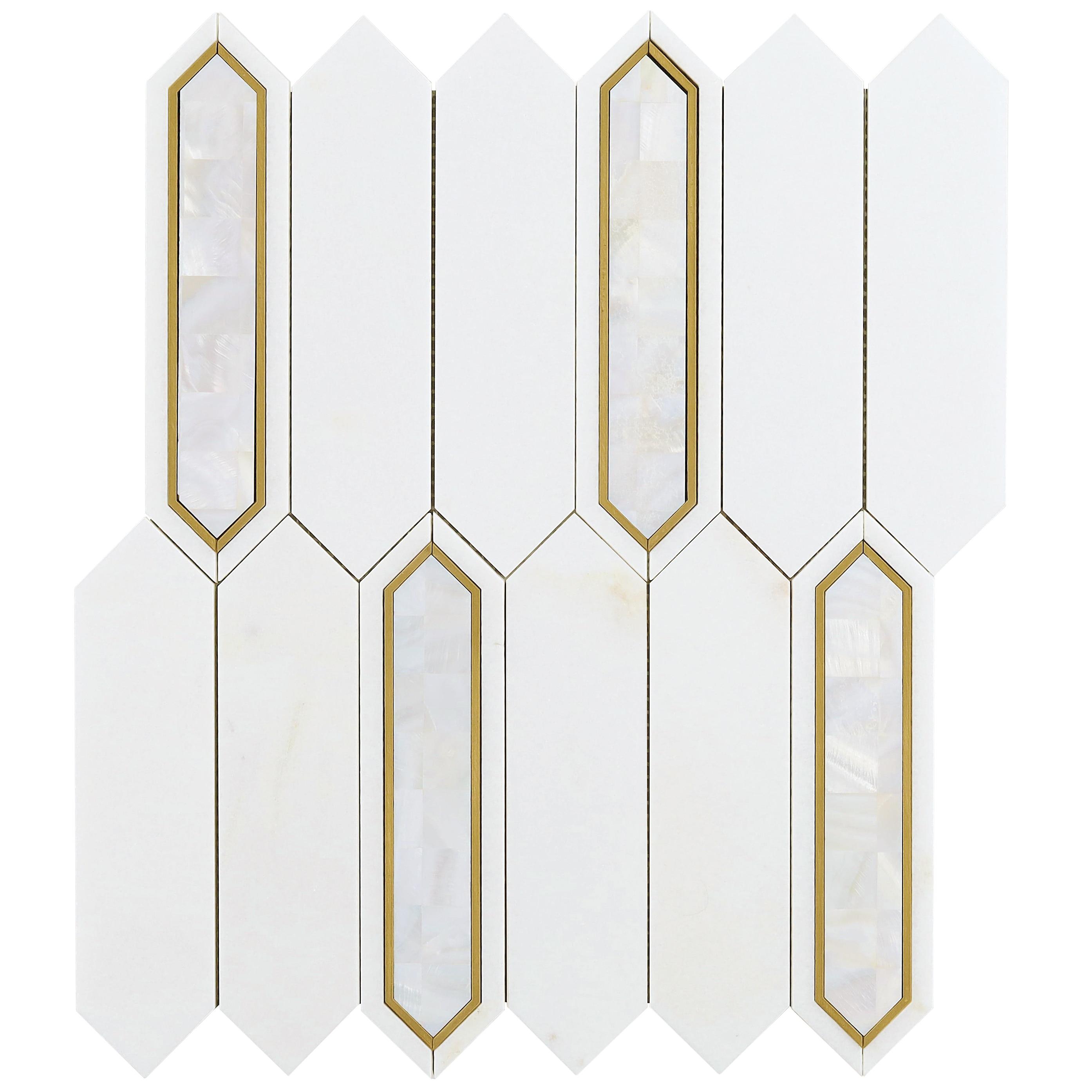 Zip 11.65'' W x 13.62'' L Marble and Brass Mosaic Tile (1.1 Sq. Ft. / Sheet)