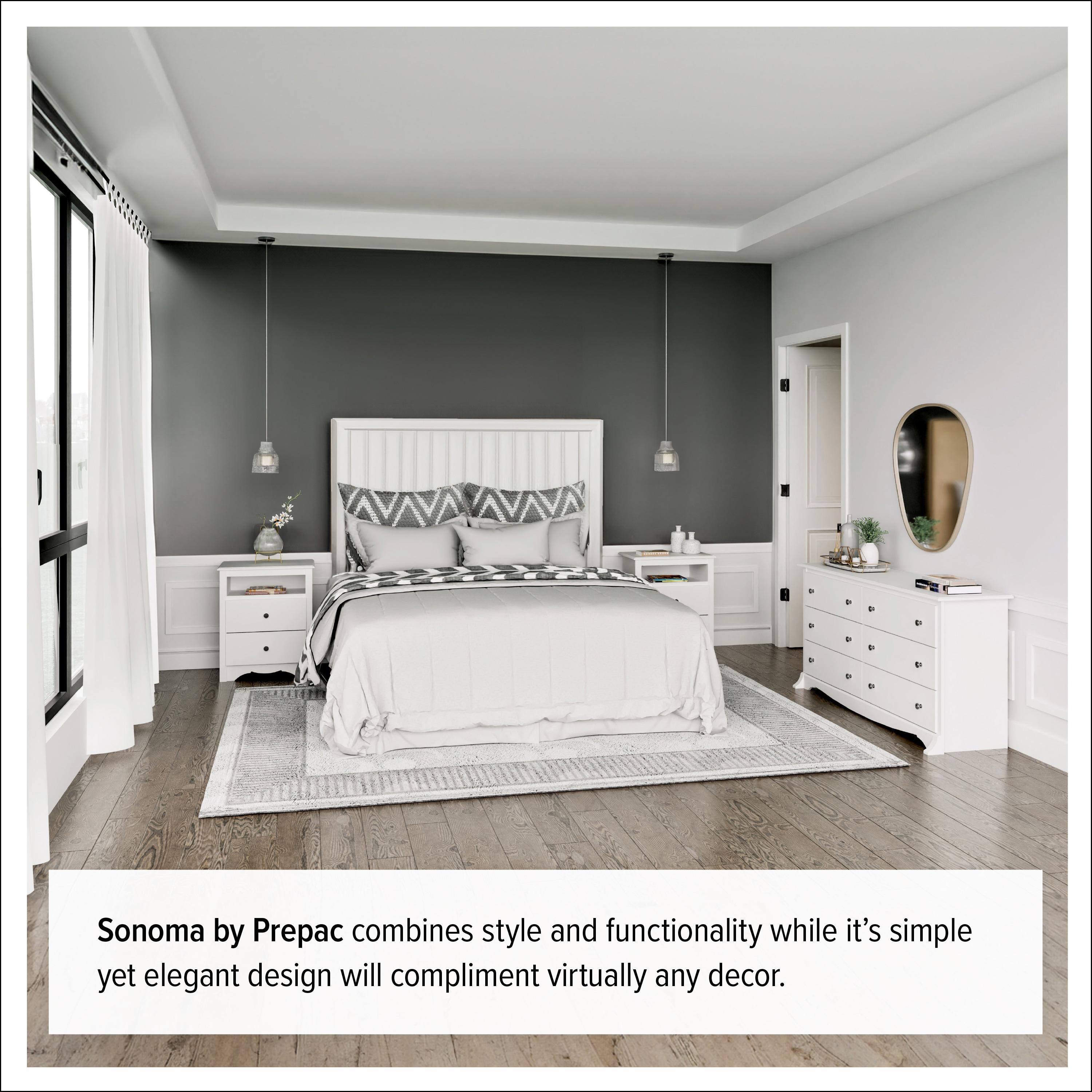 Prepac Monterey Dresser White: 6-Drawer Storage, Wood Composite, Bedroom Furniture, 29"H x 48"W