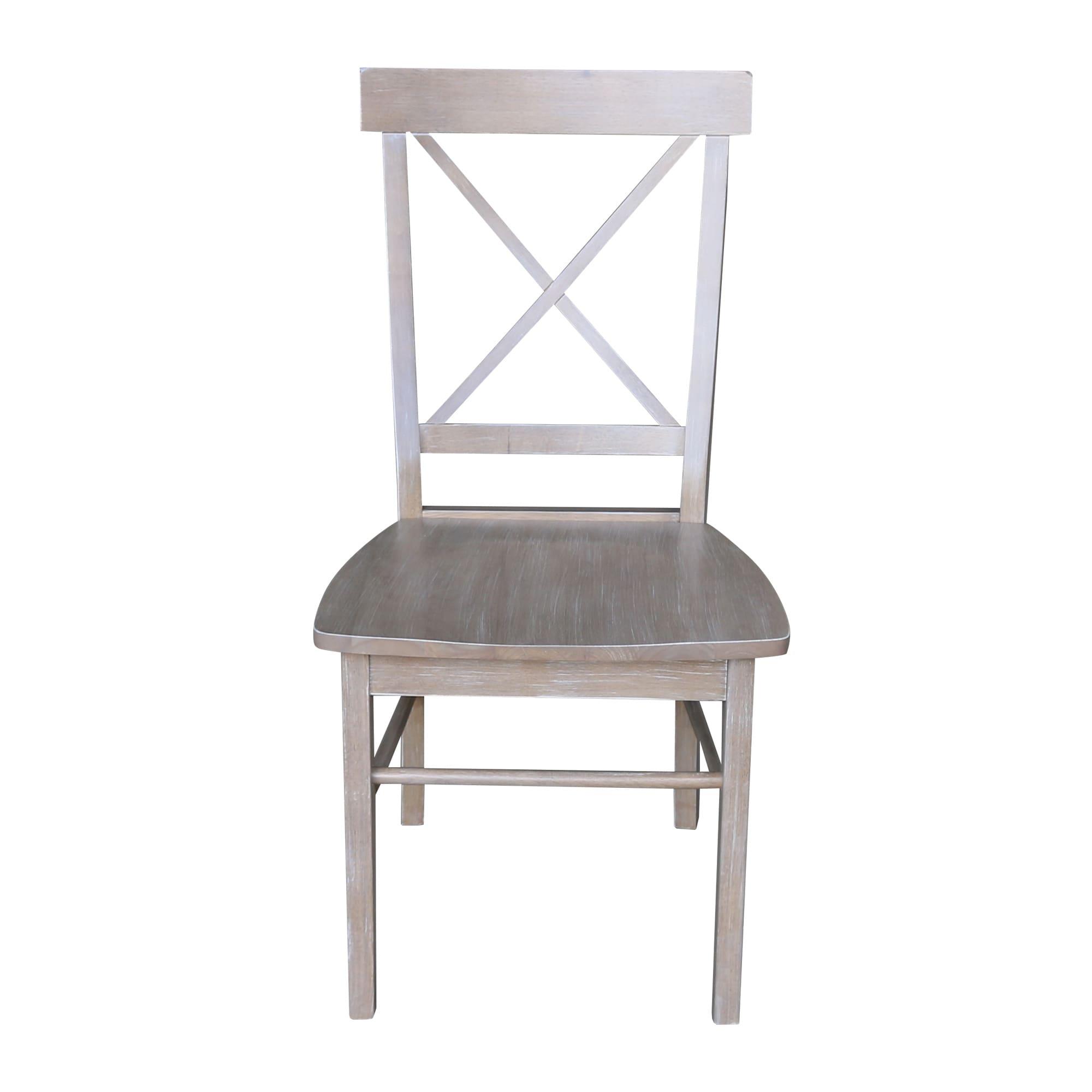 Set of 2 X Back Chairs with Solid Wood Seat Washed Gray/Taupe - International Concepts