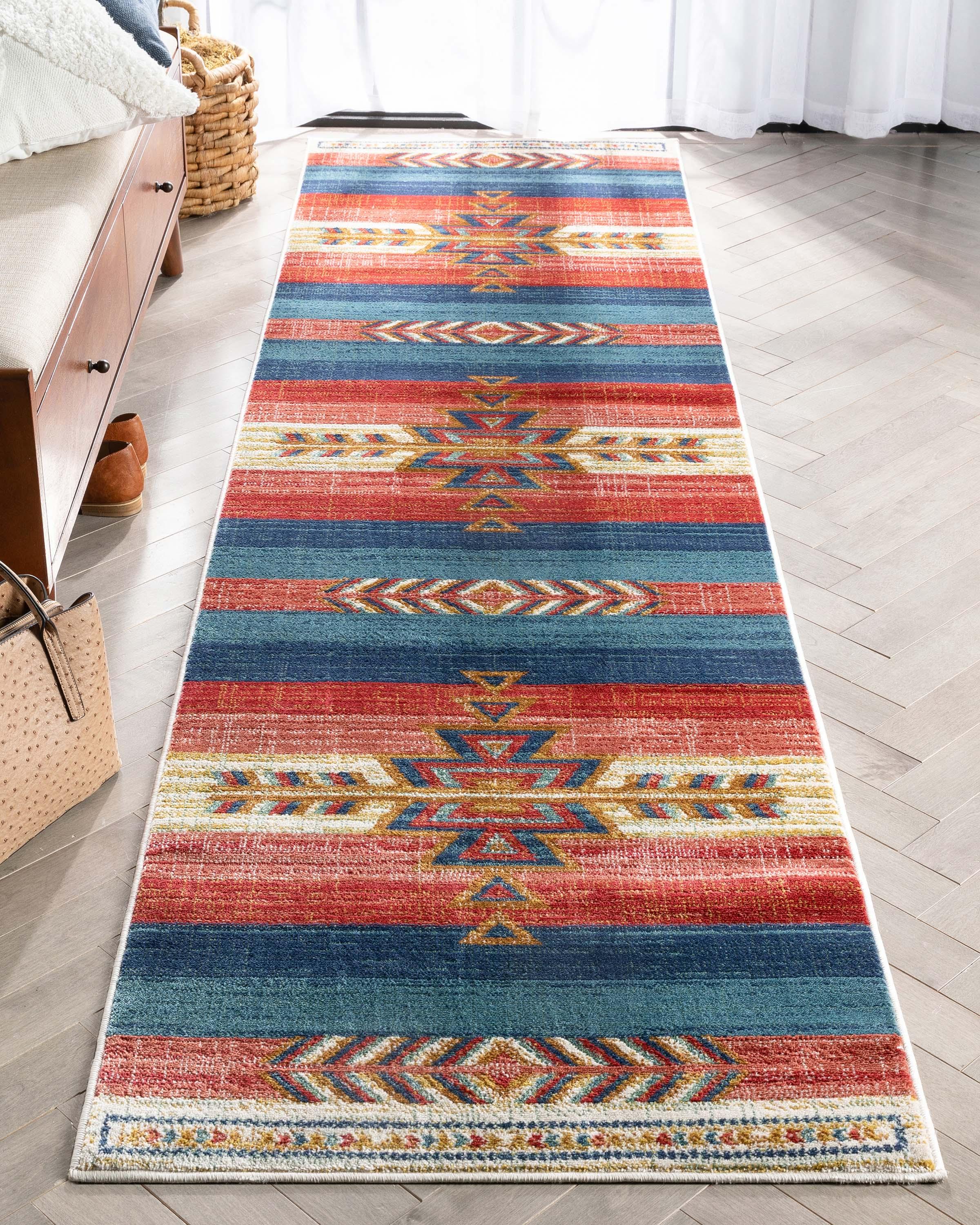 Union Rustic Crimson Southwestern Medallion Tribal Pattern Area Rug