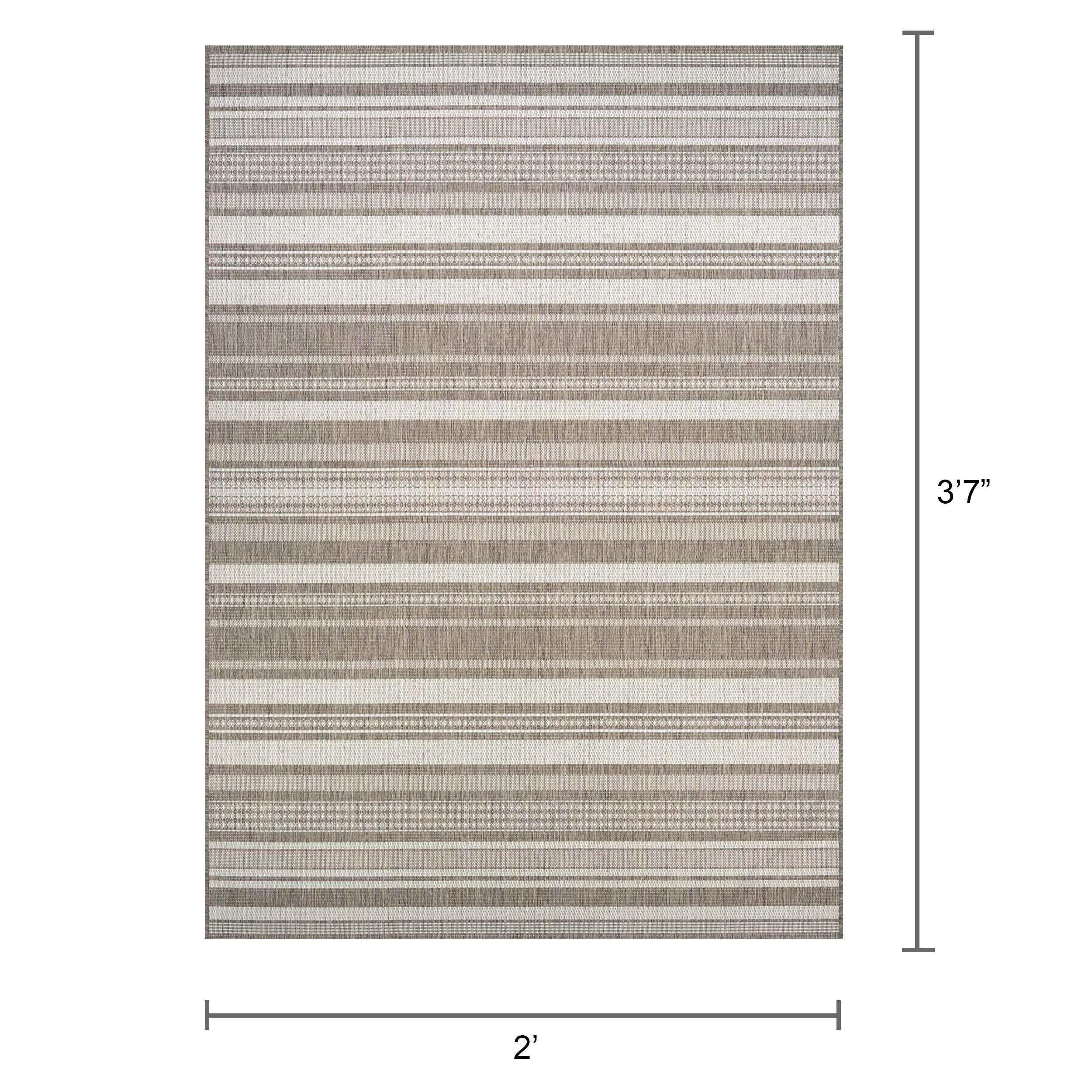 Couristan Recife Gazebo Stripe Indoor / Outdoor Area Rug, Champagne- Taupe, 2' x 3'7"