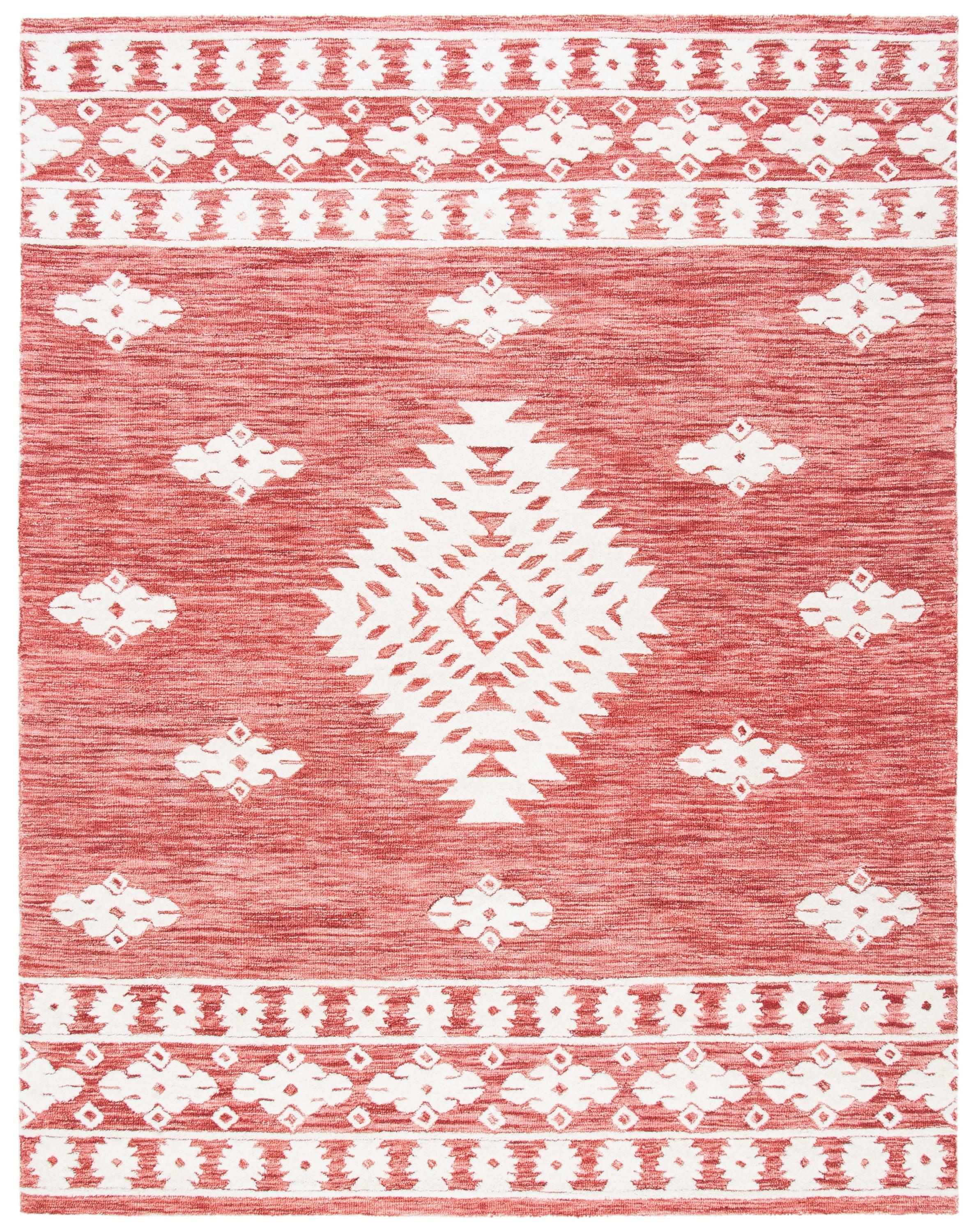 Ivory Abstract Wool Tufted Handmade Reversible Area Rug
