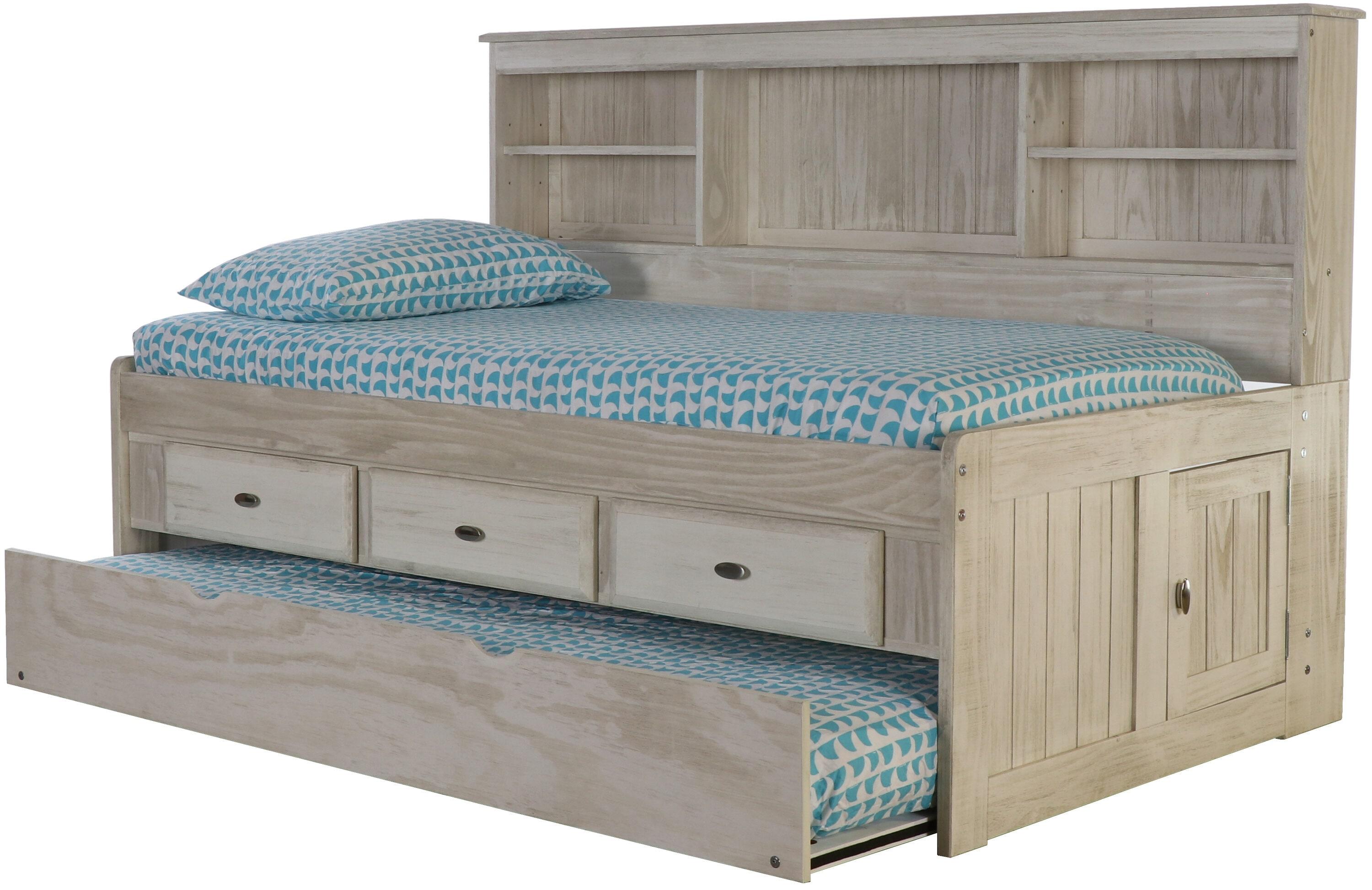 American Furniture Classics OS Home and Office Furniture Model 85222K3-22, Solid Pine Twin Daybed with Three Sturdy Drawers and a Twin Sized Trundle in Light Ash