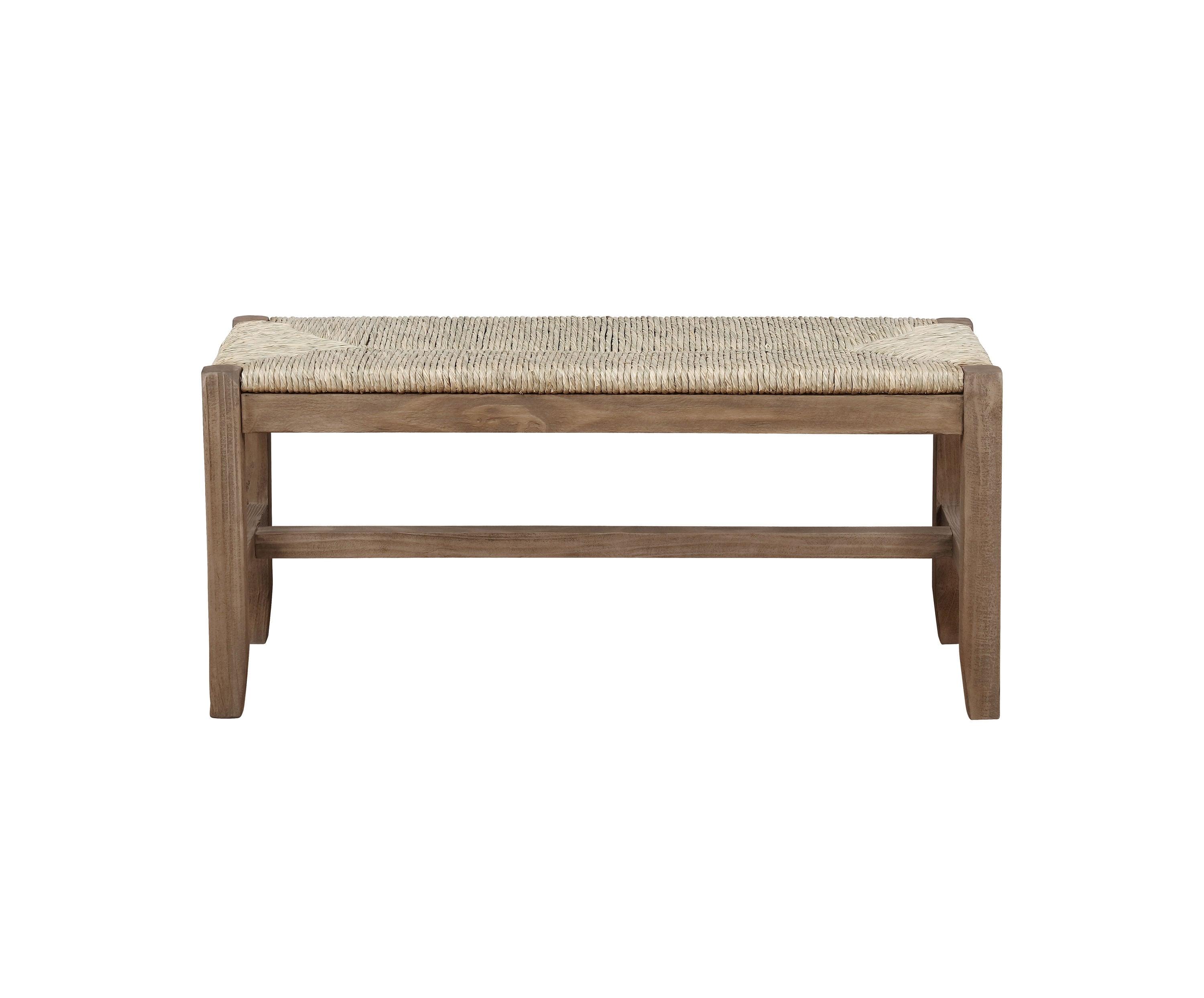 Alaterre Newport 40" Wood Bench with Rush Seat