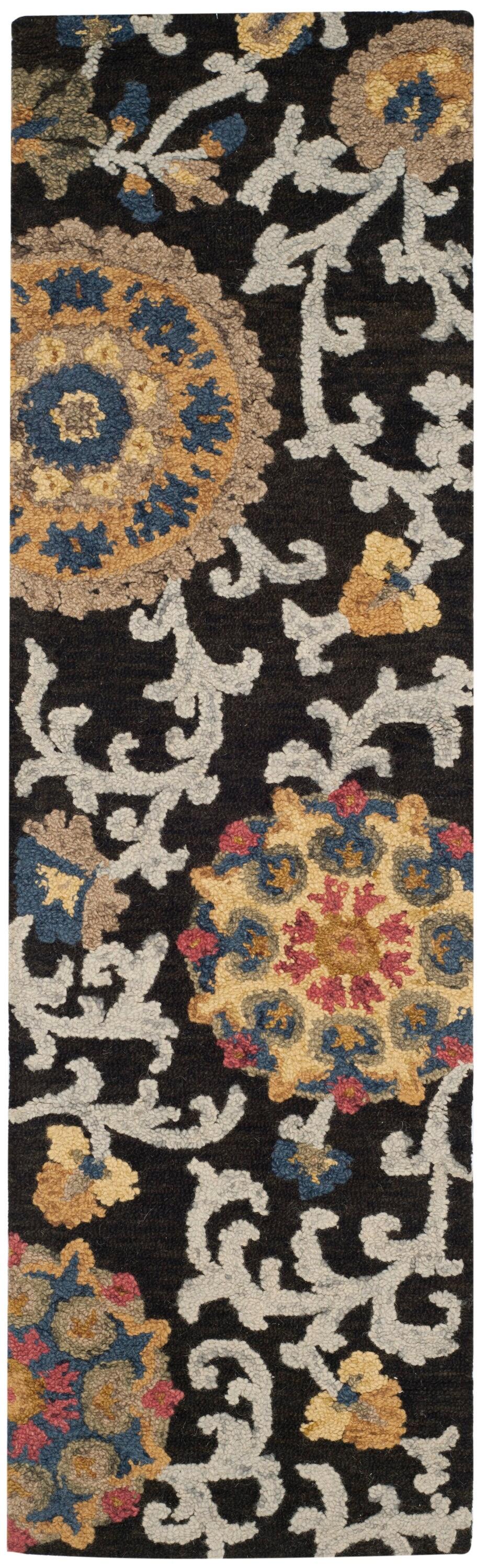 Blossom BLM401 Hand Tufted Runner Rug - Charcoal/Multi - 2'3"x8' - Safavieh.