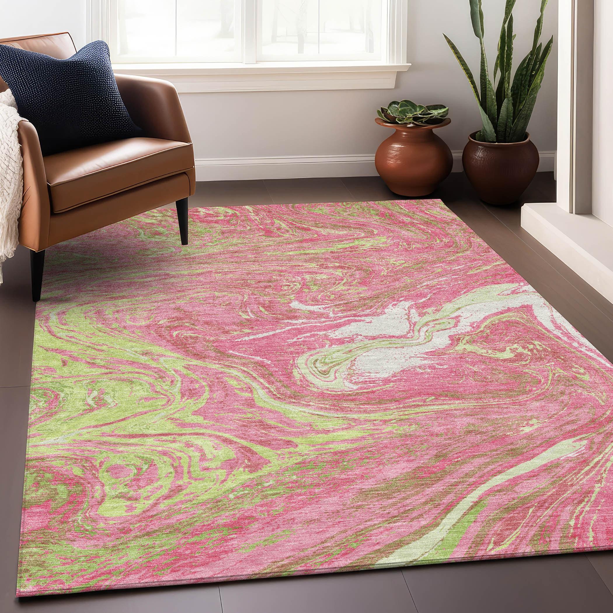 Machine Washable Indoor/Outdoor Chayden ACN1061 Pink Rug