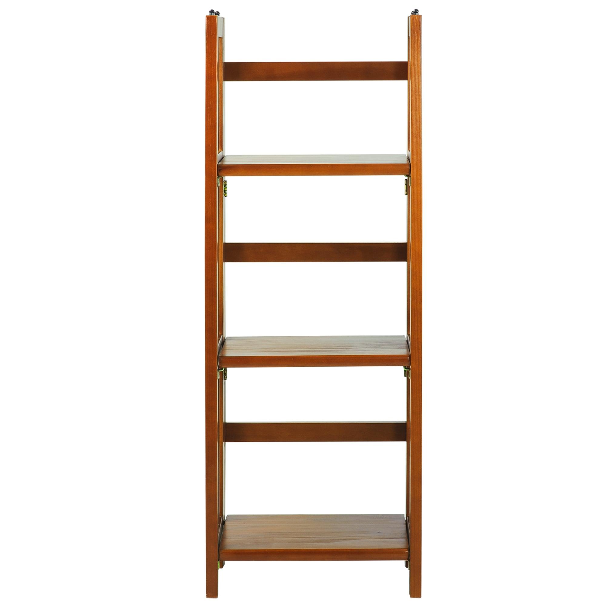 Honey Oak 3-Shelf Folding Wood Bookcase