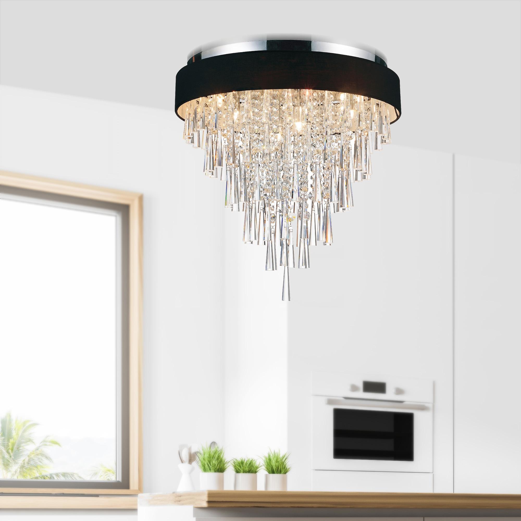 CWI Lighting Franca 8 Light Drum Shade Metal Flush Mount Light in Chrome
