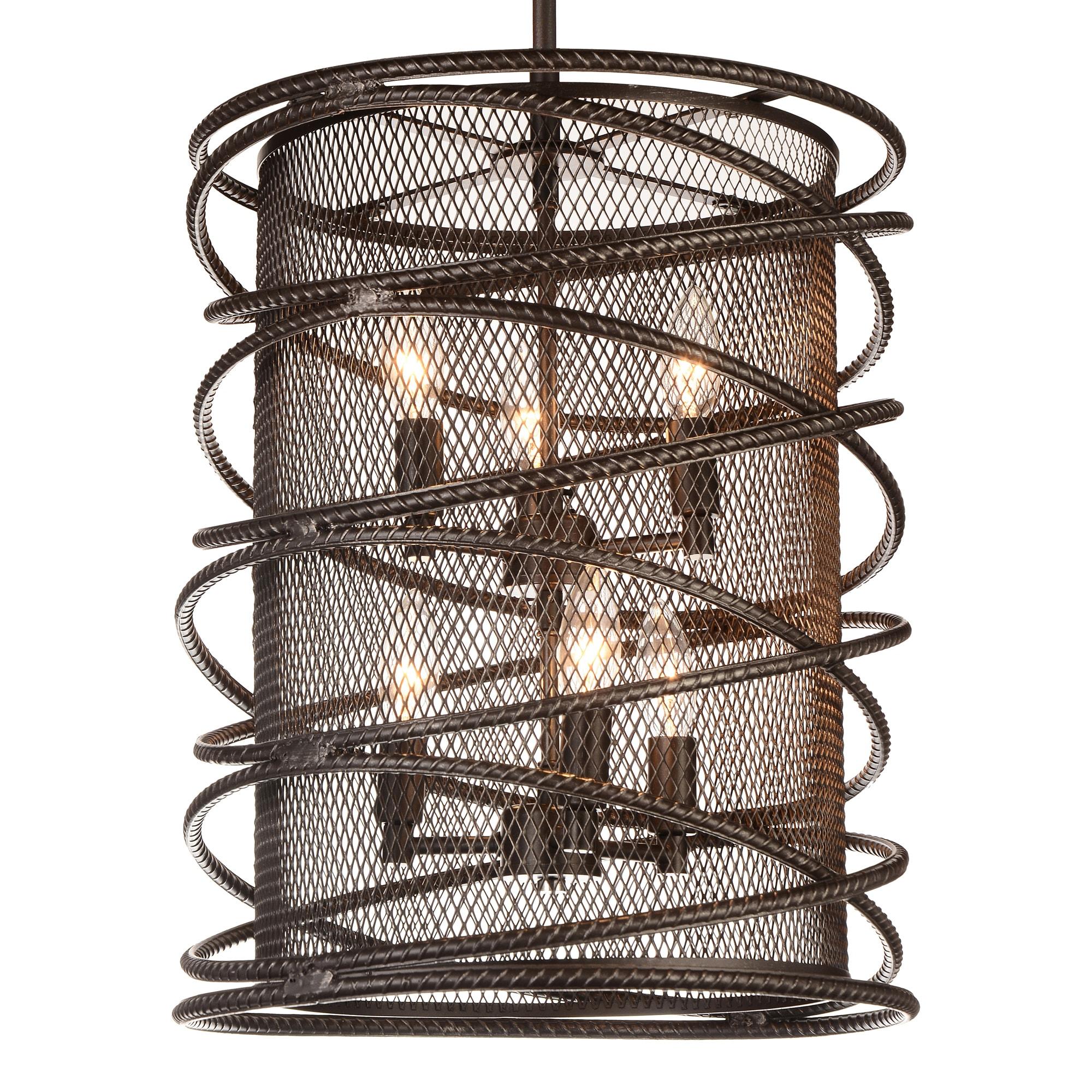CWI Lighting Darya 6 Light Up Contemporary Metal Chandelier in Brown