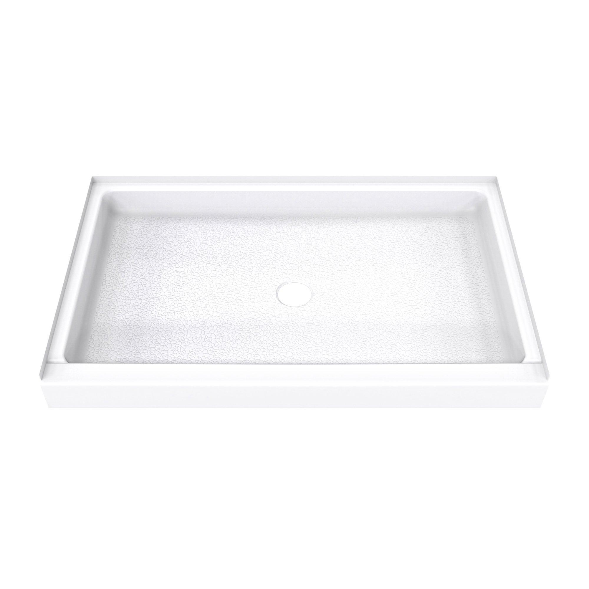 DreamLine DreamStone 34 in. D x 54 in. W Base and Wall Kit in White Modern Subway Pattern