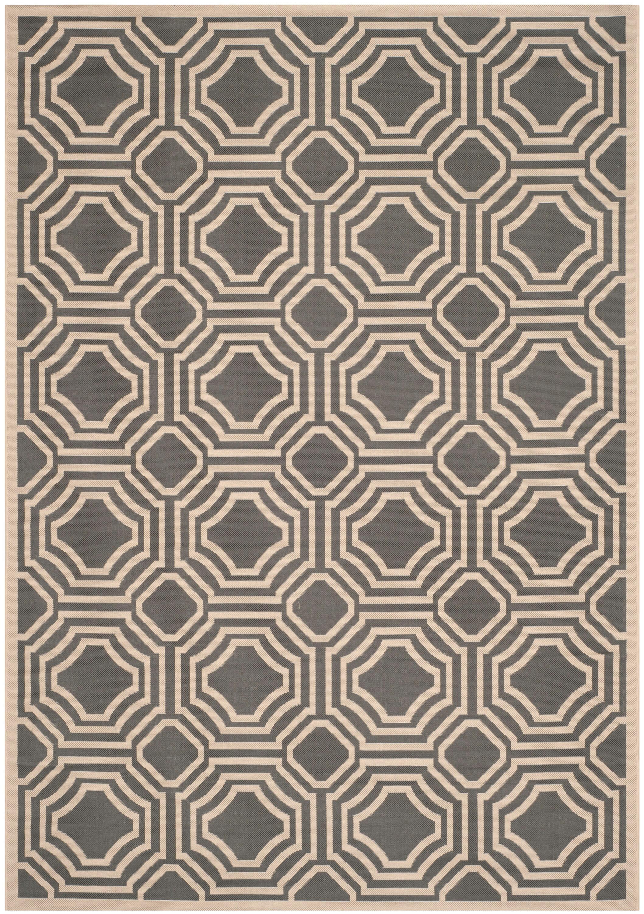 Courtyard CY6112 Power Loomed Indoor and Outdoor Accent Rug - Anthracite/Beige - 2'7"x5' - Safavieh