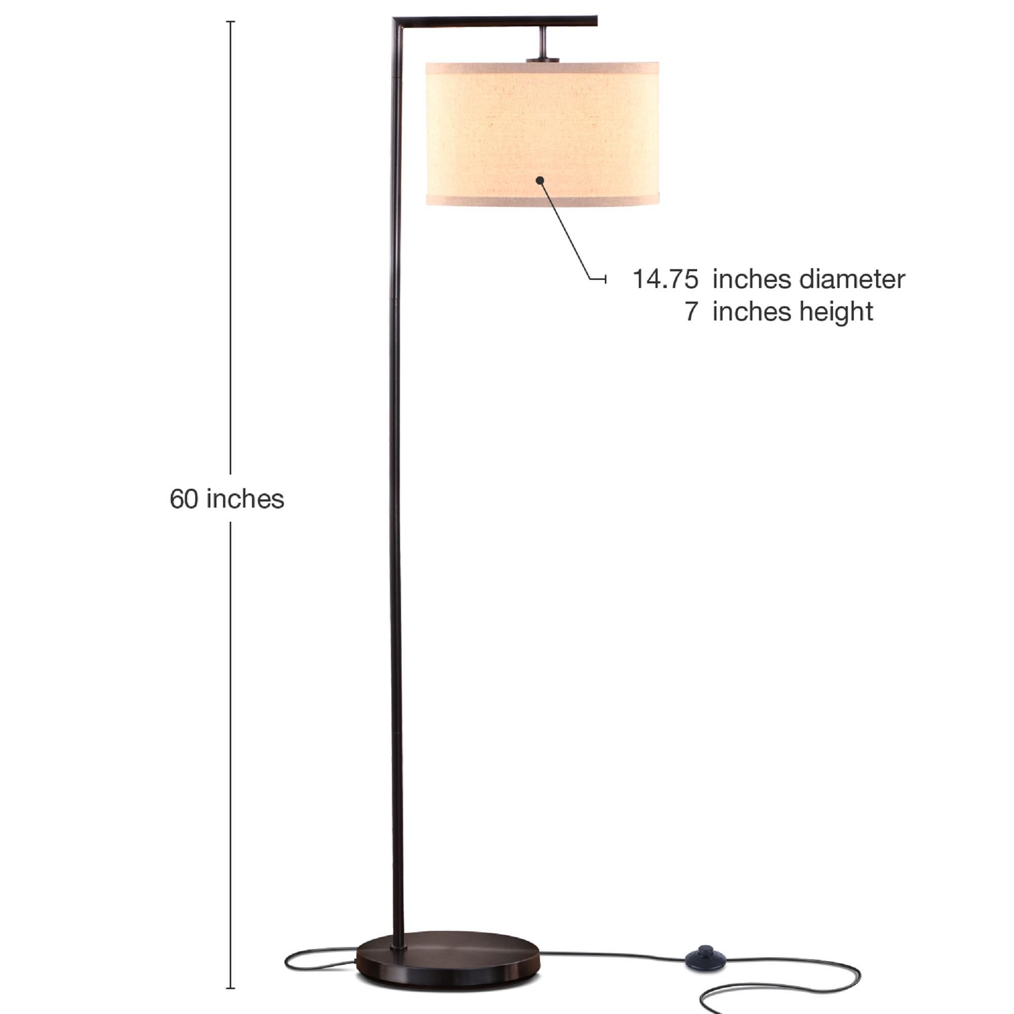 Montage Modern 60 in. Mid-Century Modern LED Floor Lamp with Fabric Drum Shade