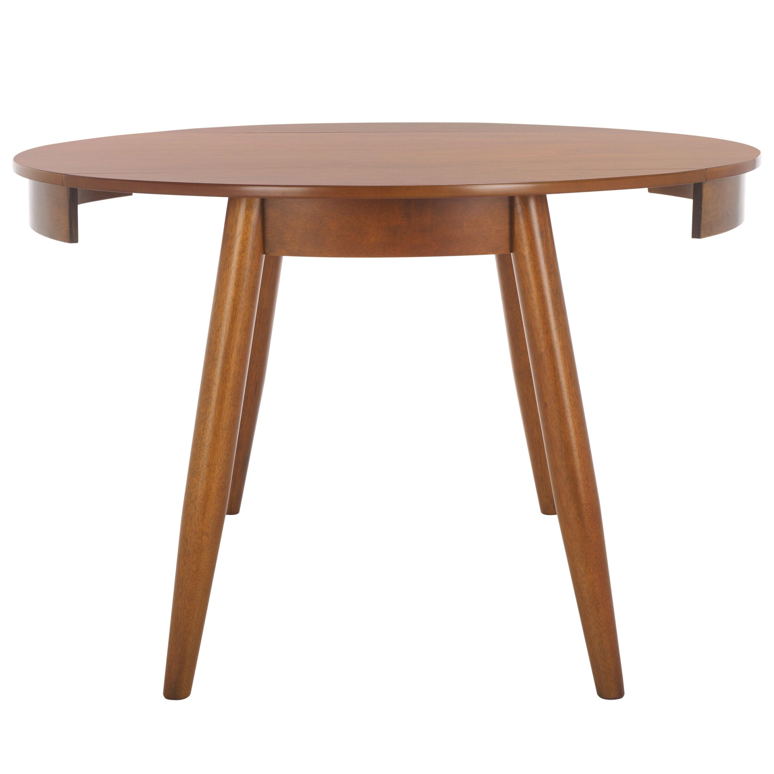 Medium Walnut Round Extendable Rubberwood Dining Table