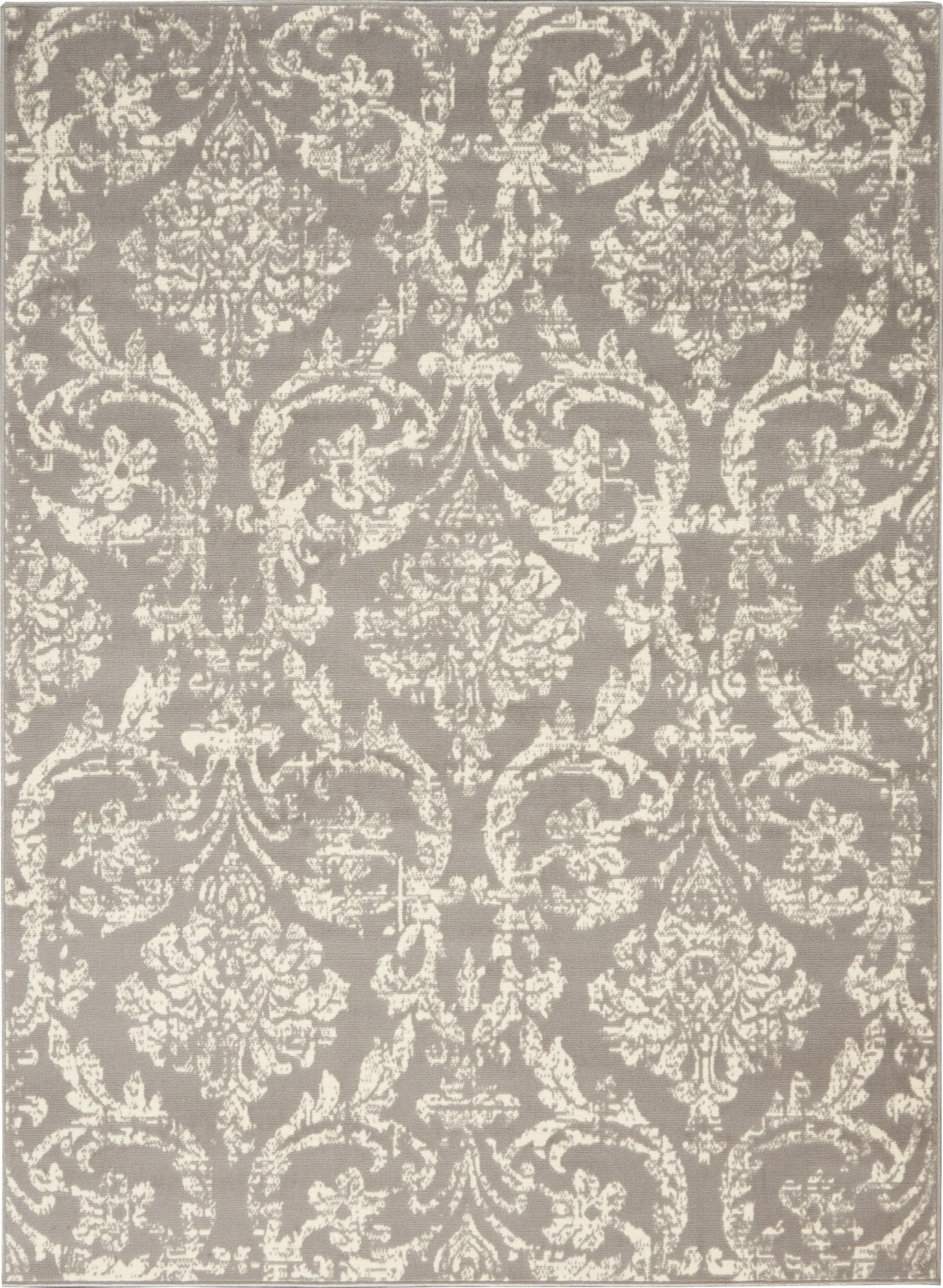 Nourison Jubilant 6' x 9' Grey Area Rug Farmhouse Vintage Damask by Nourison