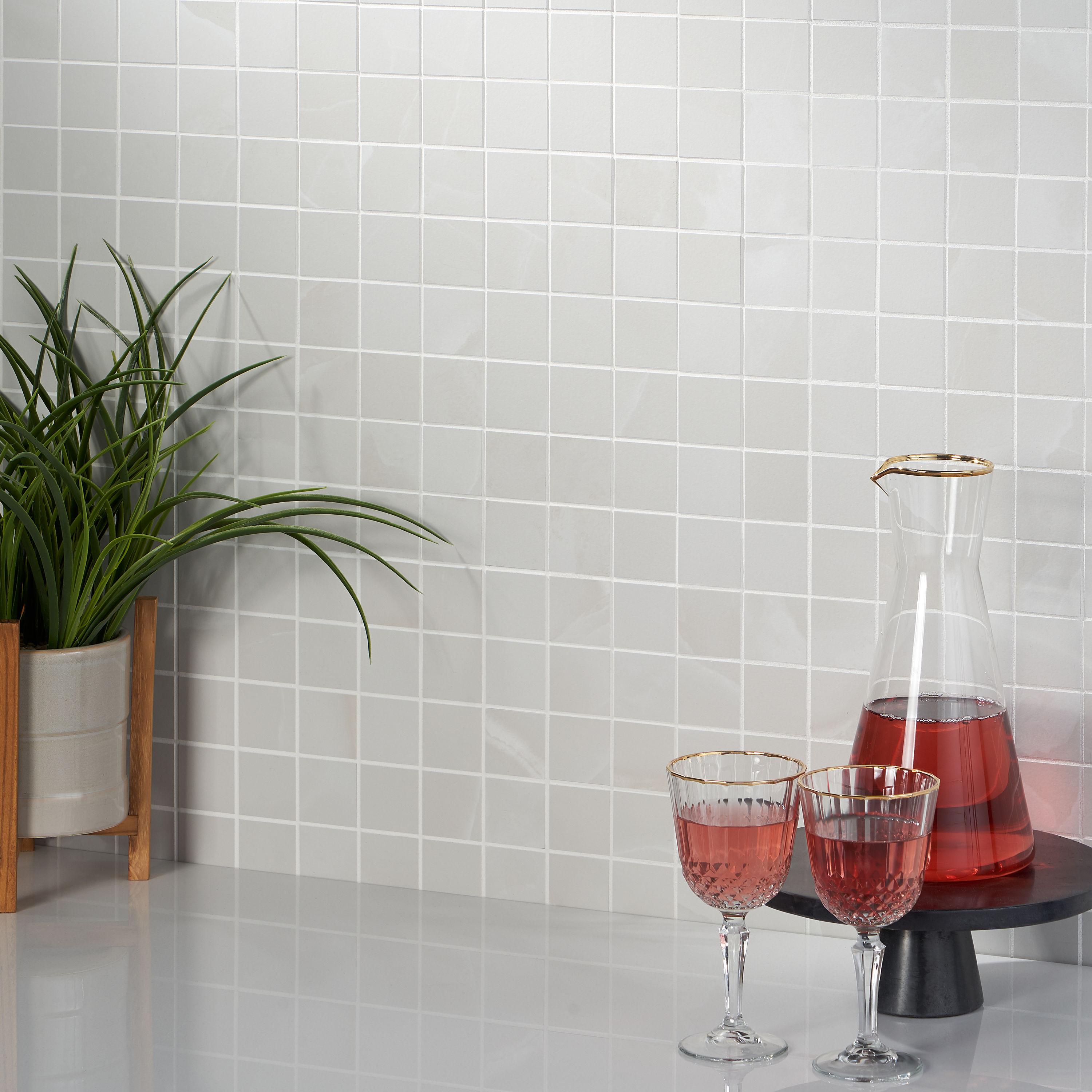 Saroshi Onyx Bianco 11.81 in. x 11.81 in. Matte Porcelain Floor and Wall Mosaic Tile (0.96 sq. ft./Each)