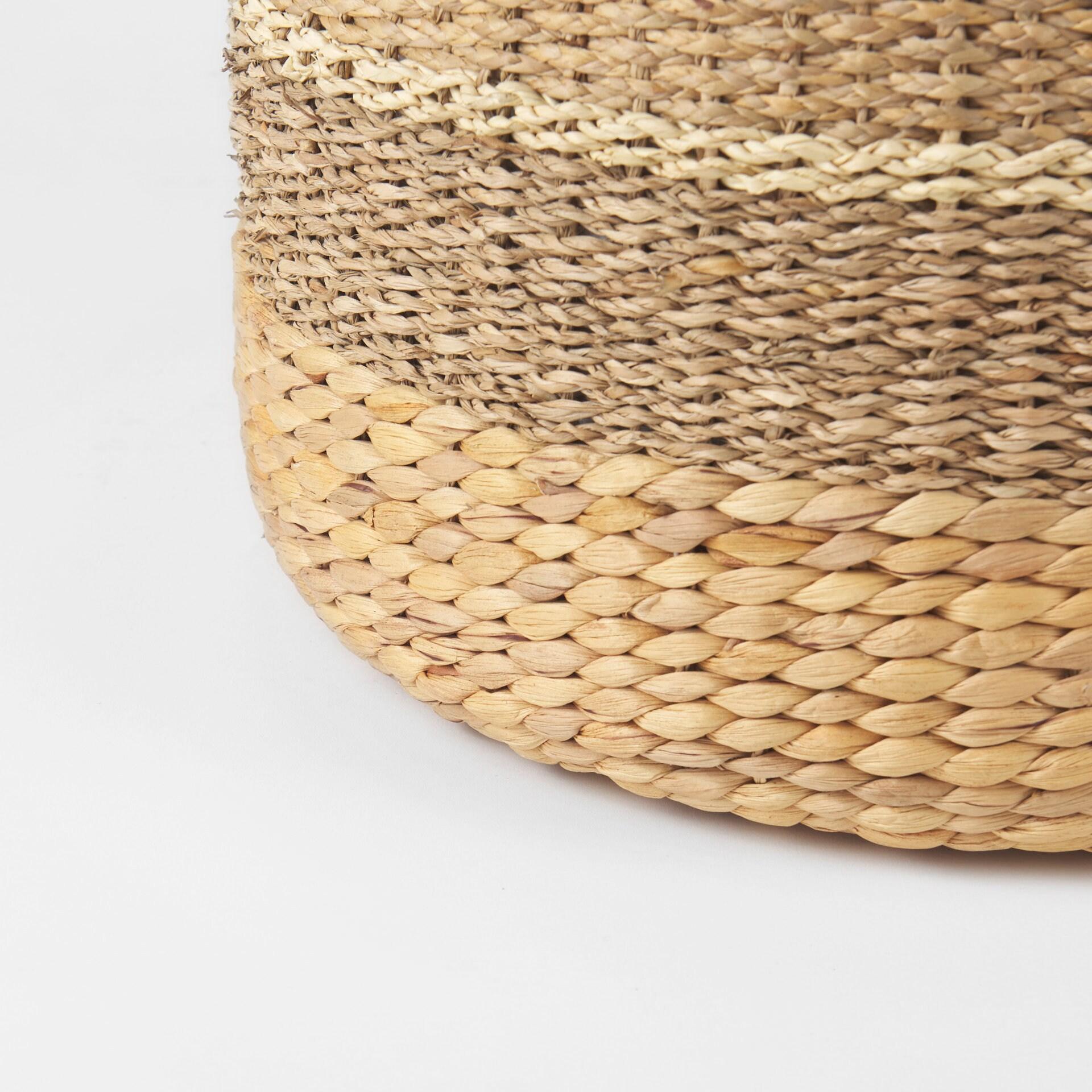 QueelQuest Decor Round Pouf Ottoman Single Strand Paper Rope Pouf Footrest, Foot Stool, for Bed Room Living | Room | Accent Seat (Brown Paper Rope