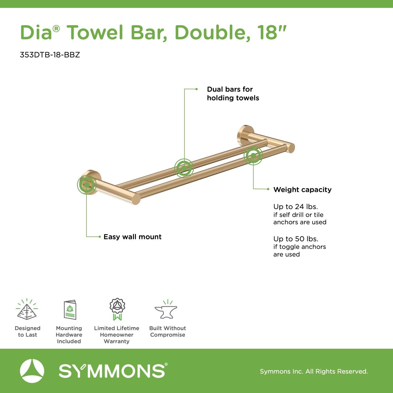 Symmons Dia 18" Wall Mounted Double Towel Bar 353DTB-18-BBZ