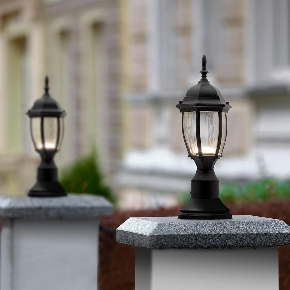 Maxxima LED Outdoor Post Light Pole Lantern with Water Glass, 900 Lumens, 3000K Warm White