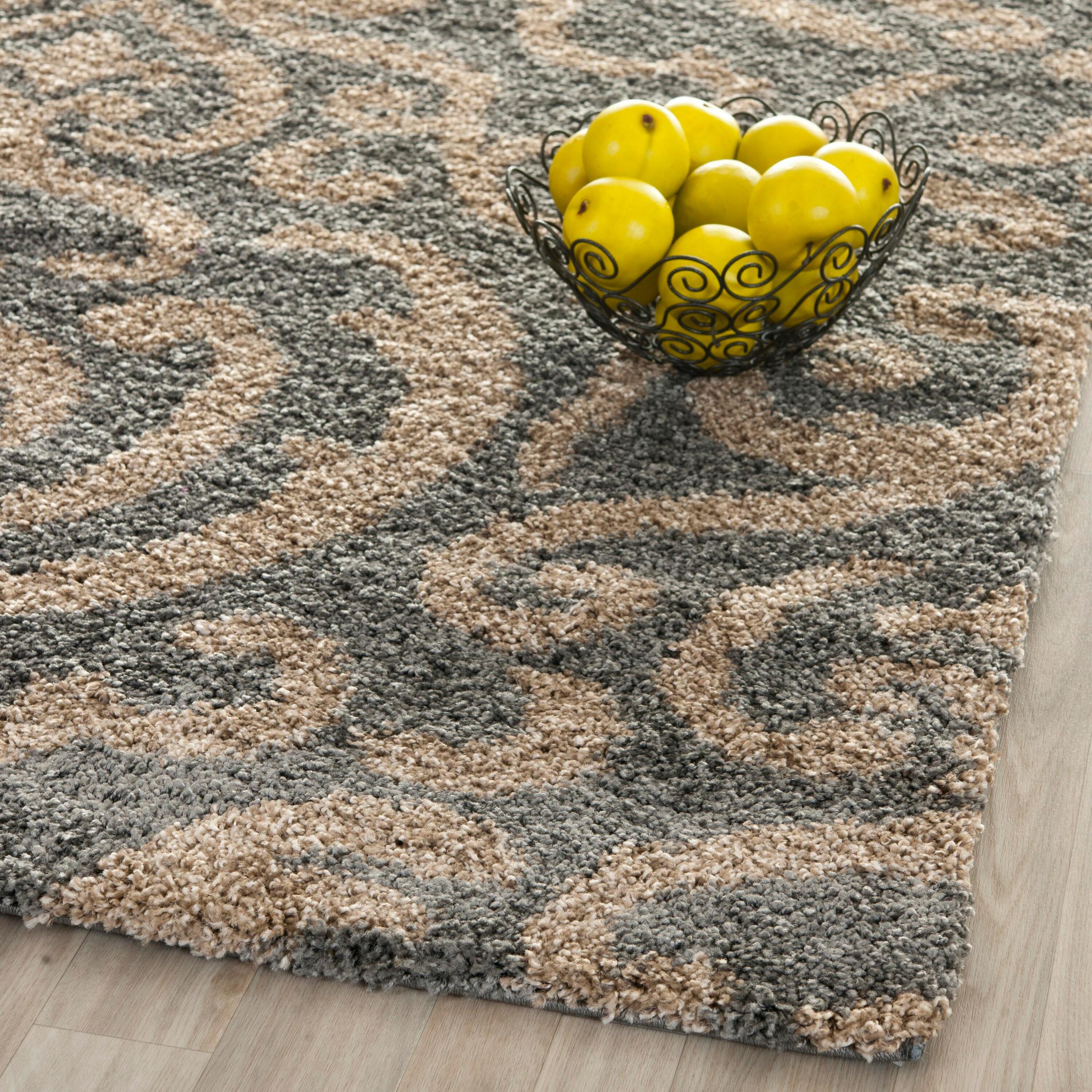 Florida Shag SG462 Power Loomed Indoor Area Rug - Grey/Beige - 8'x10' - Safavieh.