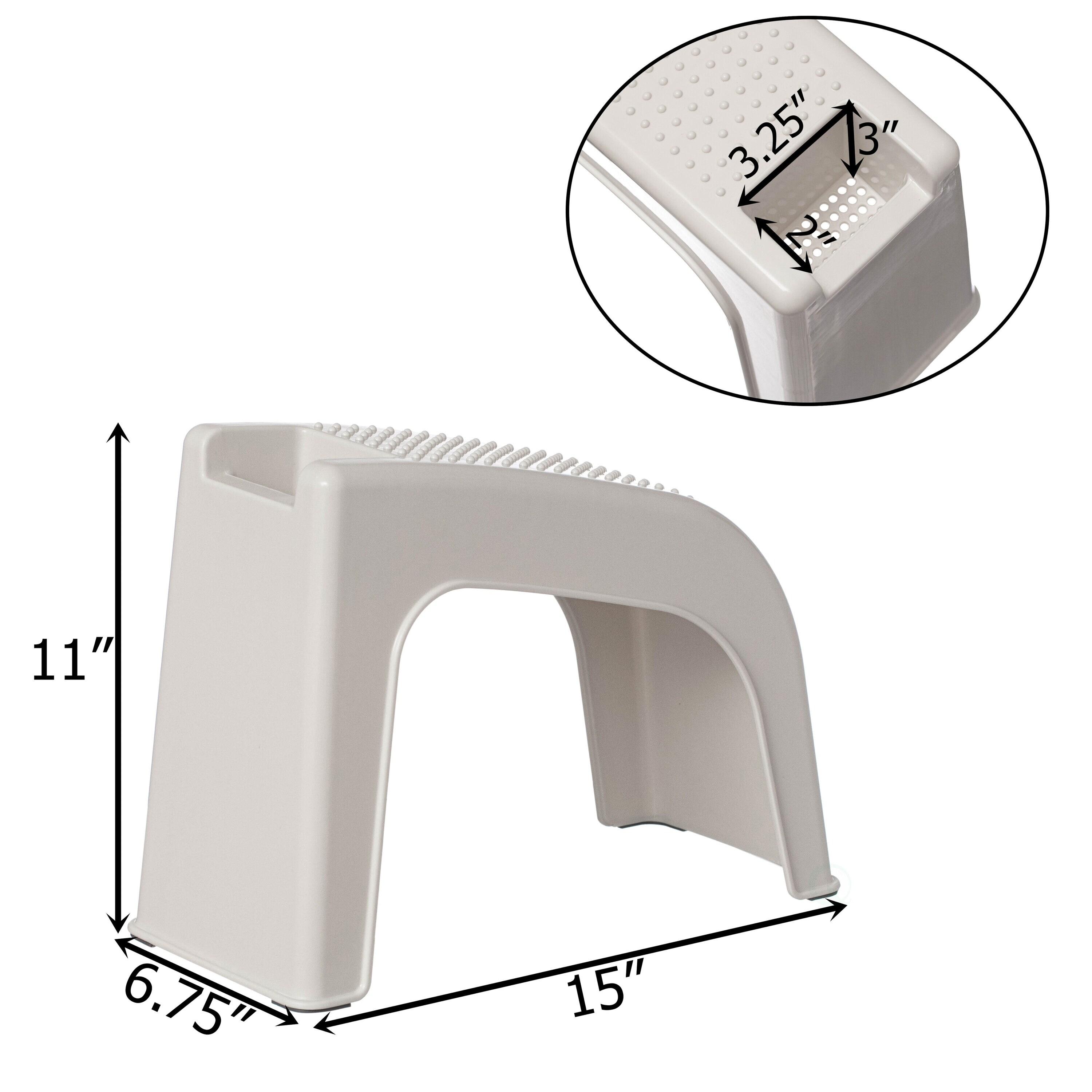 Basicwise Shower Footrest, White Bath Foot Stool for Shaving Legs, Non-Slip Sturdy Pedicure Footrest, Spa Footrest Shaving Stool With Storage