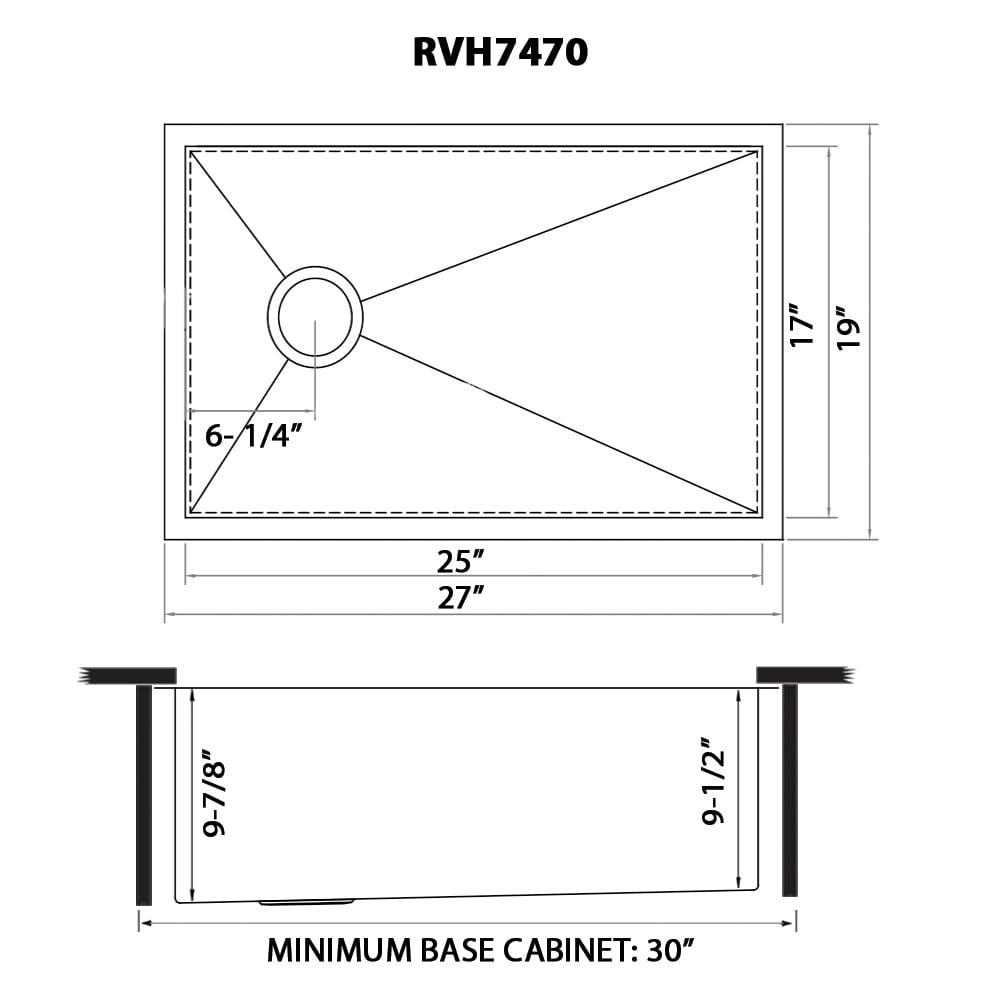 Ruvati 27-inch Slope Bottom Offset Drain Undermount Kitchen Sink Single Bowl Stainless Steel