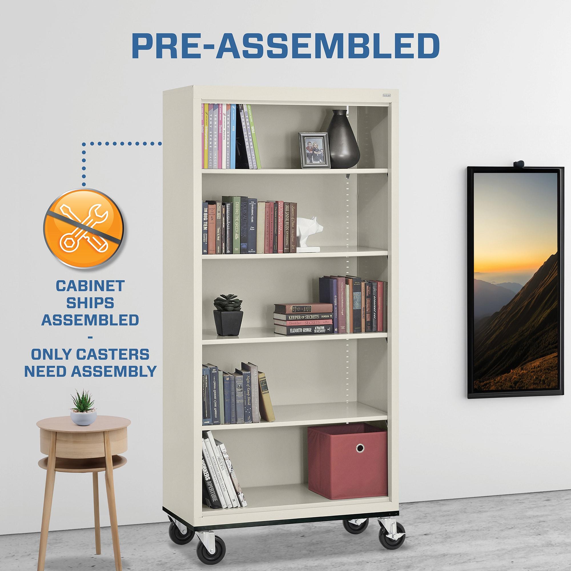 Sandusky Lee 36" W x 18" D x 78" H Steel Mobile Bookcase with 4 Adjustable Shelves by Sandusky
