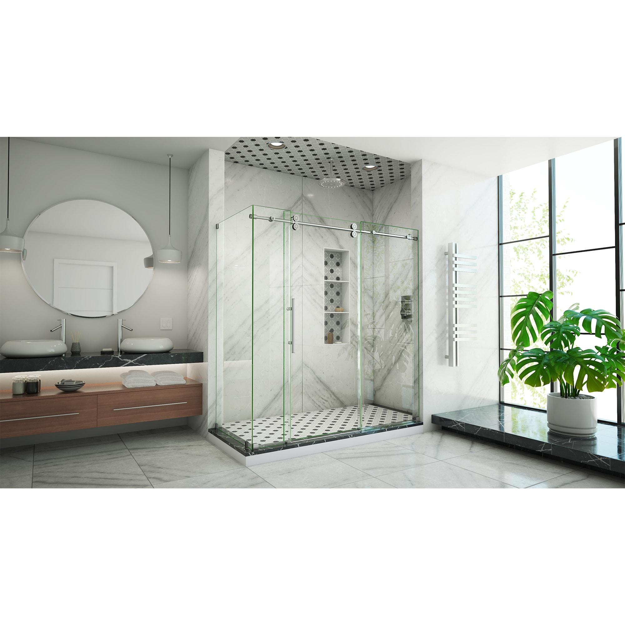 Enigma-XO 72.37" x 76" Sliding Frameless Shower Enclosure with ClearMax™ Technology