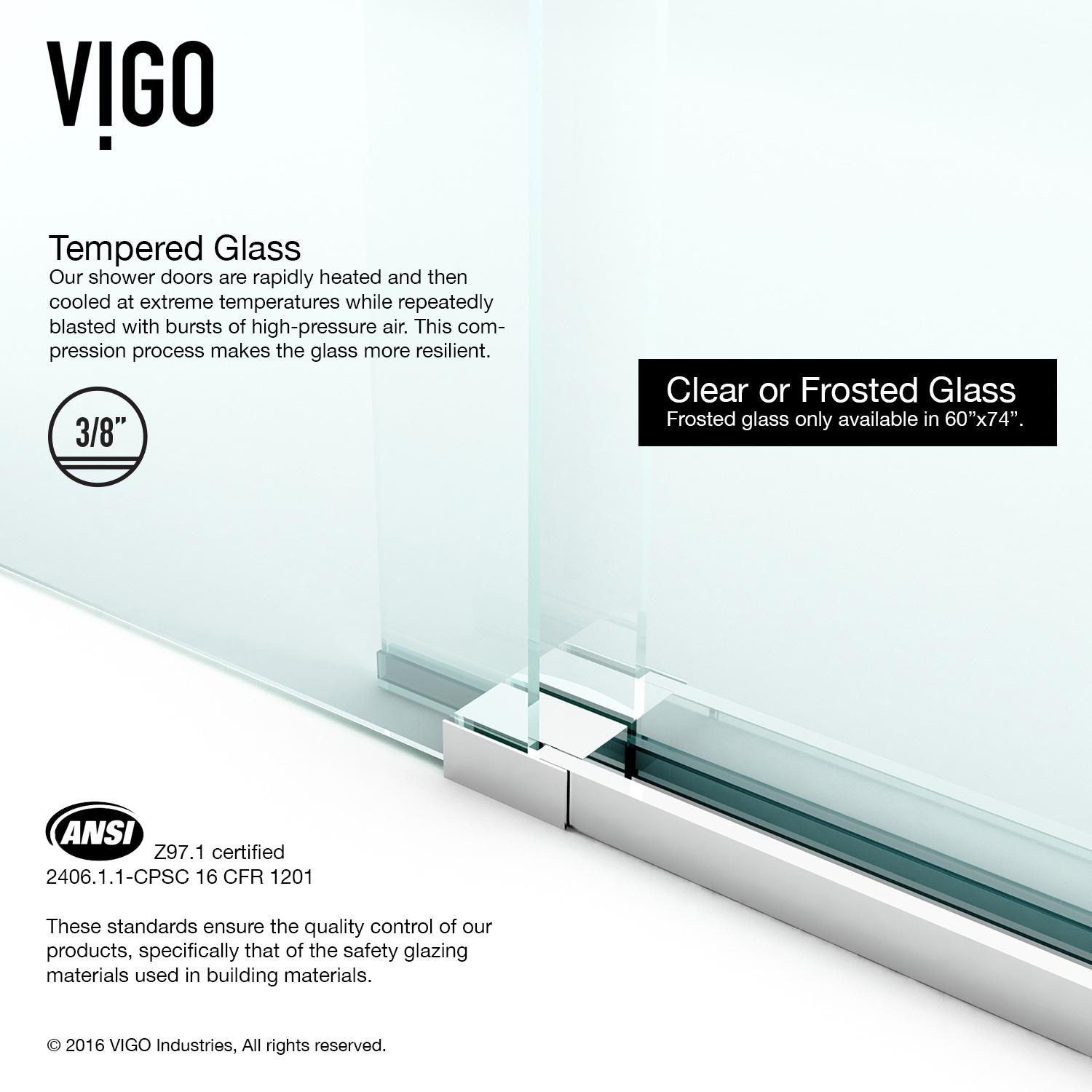 Elan 56-60" W x 66" H Sliding Frameless Tub Door with 3/8" Clear Glass