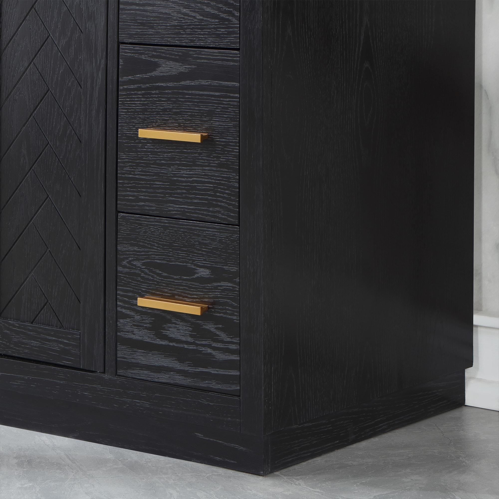 Altair Gazsi Wood Vanity with Composite Stone Top, 84" Black Oak, No Mirror