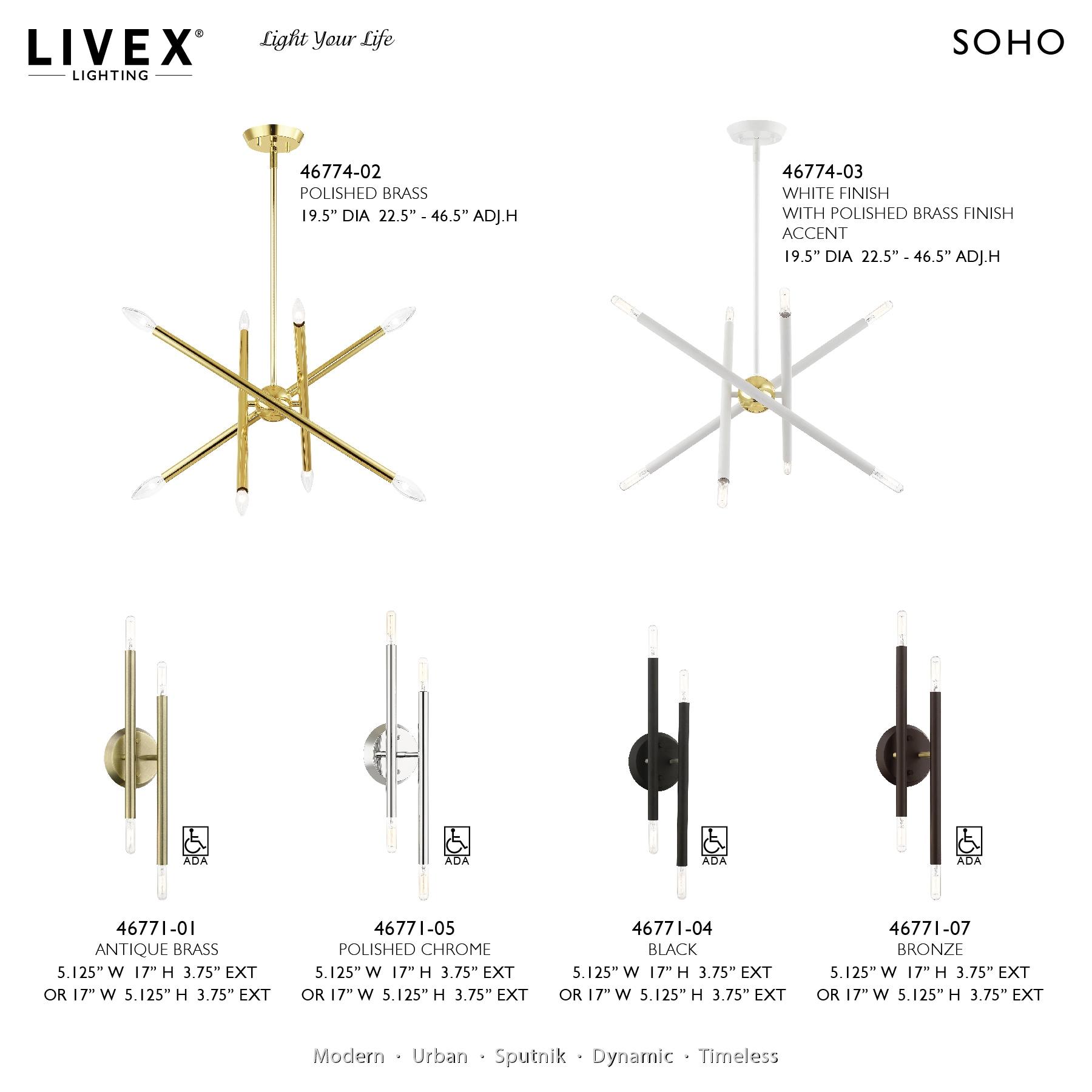 Livex Lighting Soho 4 - Light Wall Light in  Black/Brushed Nickel