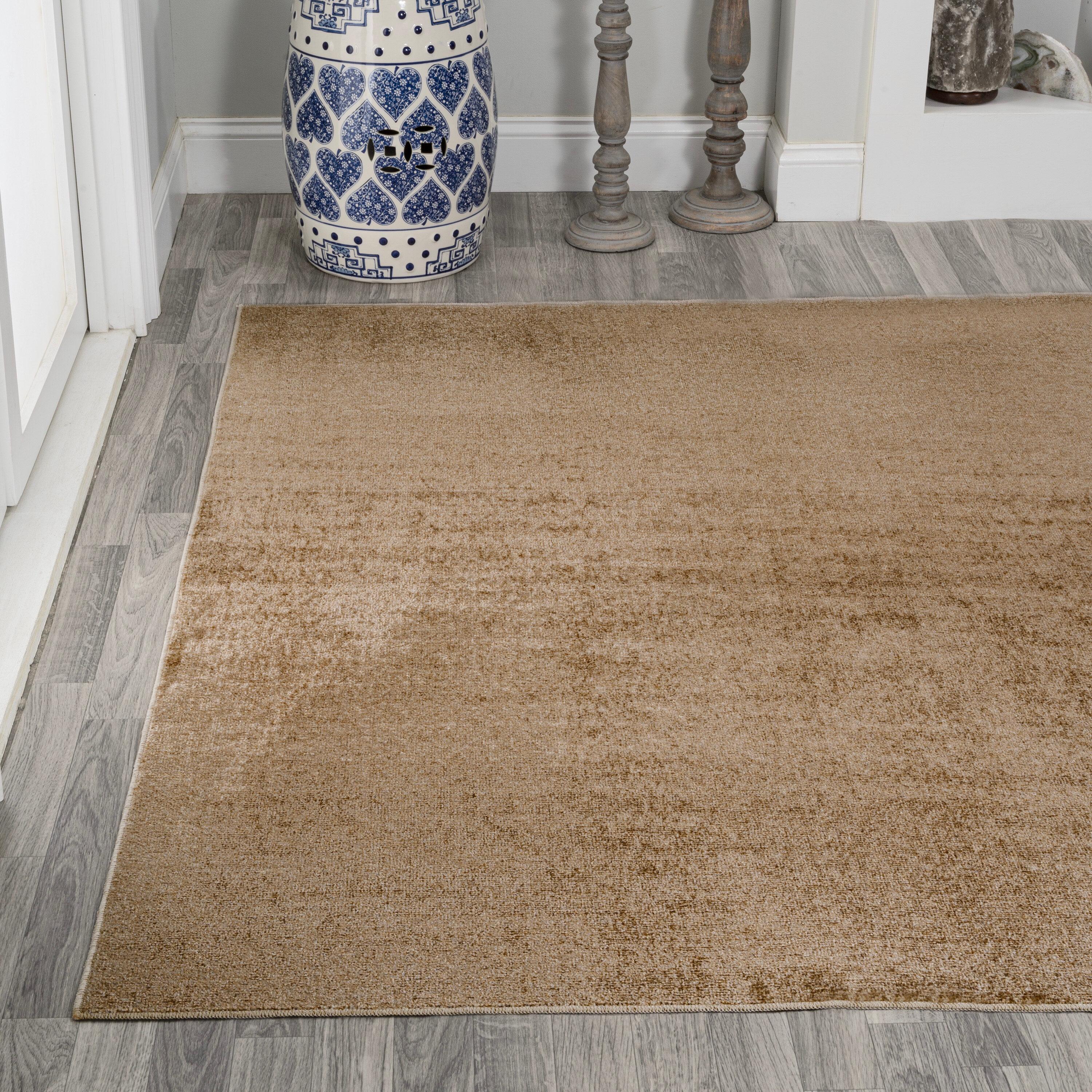 JONATHAN Y Twyla Classic Solid Low-Pile Machine-Washable Brown 3 ft. x 5 ft. Area Rug