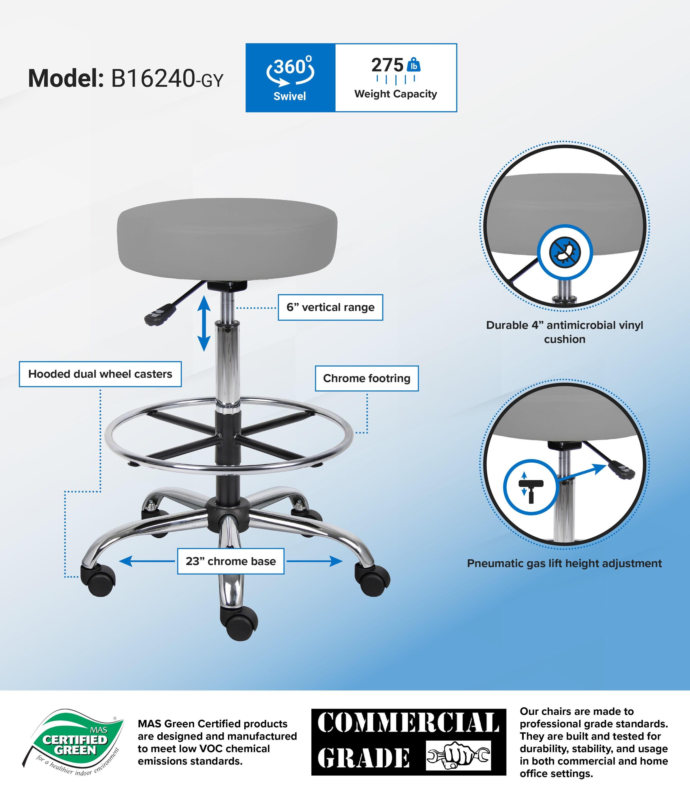 Medical/Drafting Stool Gray - Boss Office Products