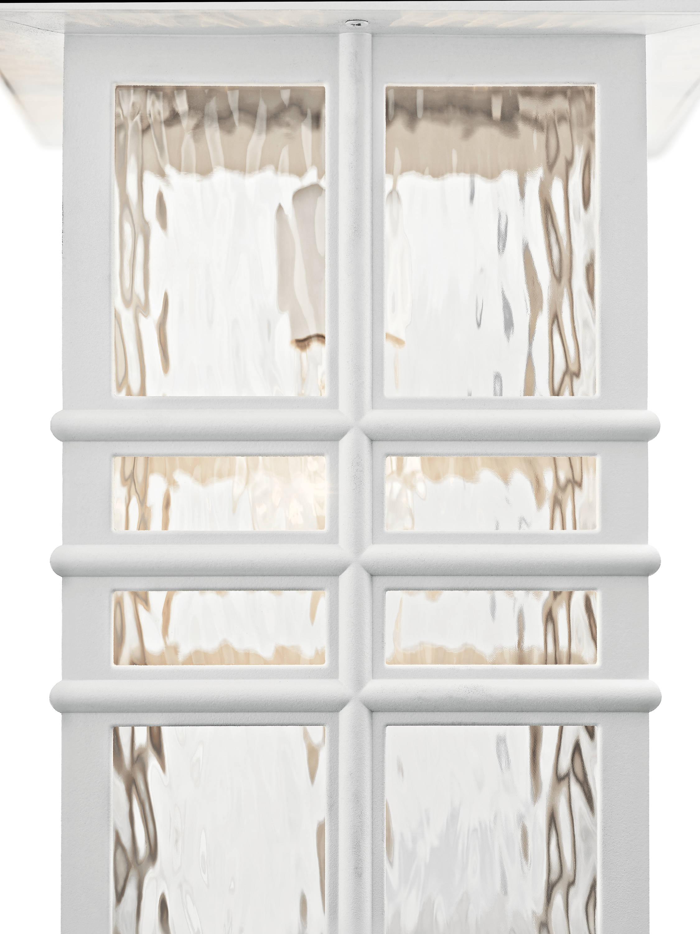 White and Clear Hammered Glass Outdoor Wall Lantern Sconce