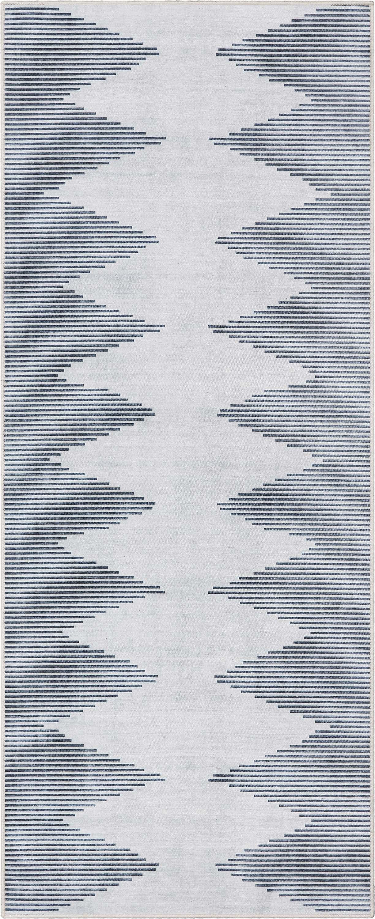 Trinx Kehr Bree Moroccan Diamond Stripes Ivory Grey Area Flat-Weave Rug
