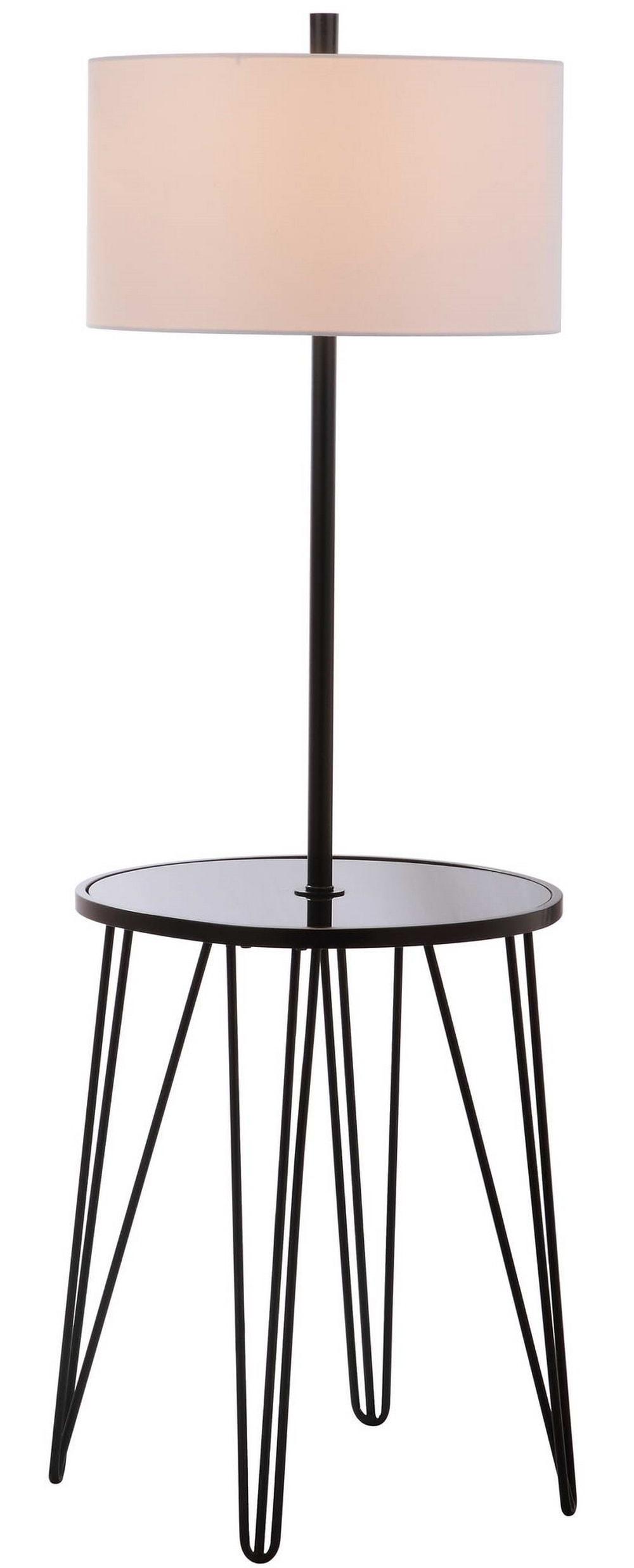 Ivy Bronx Dellinger 58'' Black Tray Table Floor Lamp