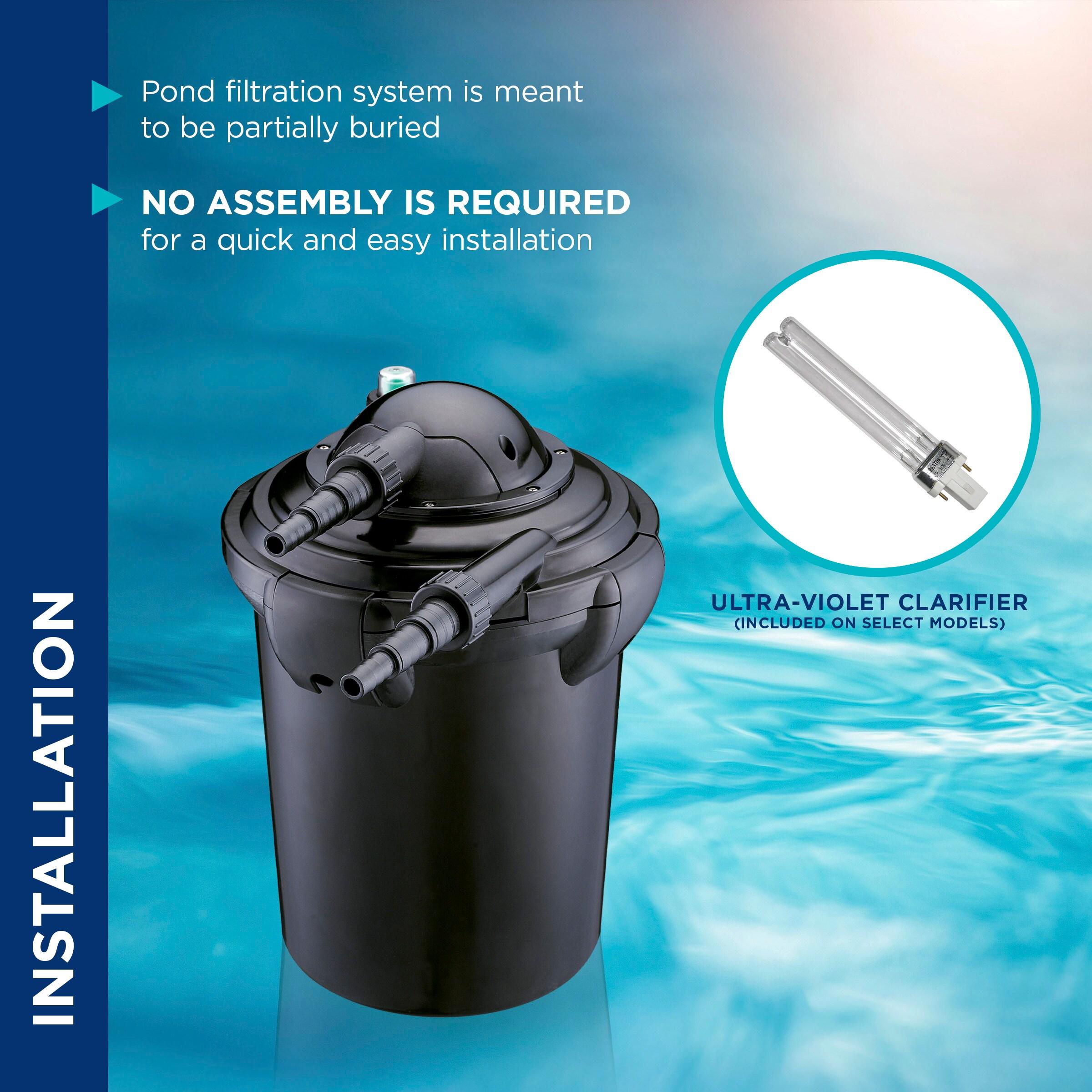 1000 Gallon Pressure Filter Black - Alpine Corporation: Bio-Pure, Multi-Stage Filtration, Outdoor Use