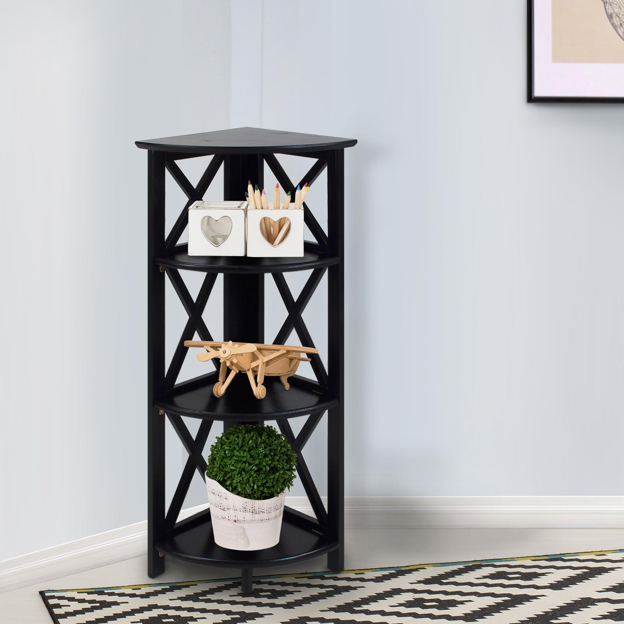 Casual Home Montego 3 Shelf Corner Folding Bookcase with Mantel Top